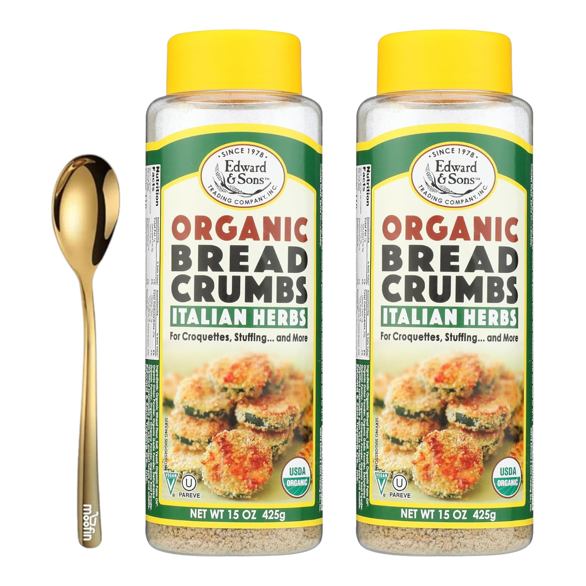 Organic Breadcrumbs Italian Herbs, 15 oz - Crunchy Bread Crumbs with zesty Mediterranean herbs and spices, Ideal for Croquettes, Stuffing, Chicken, Fish, Pork, Vegetables, Salads - with