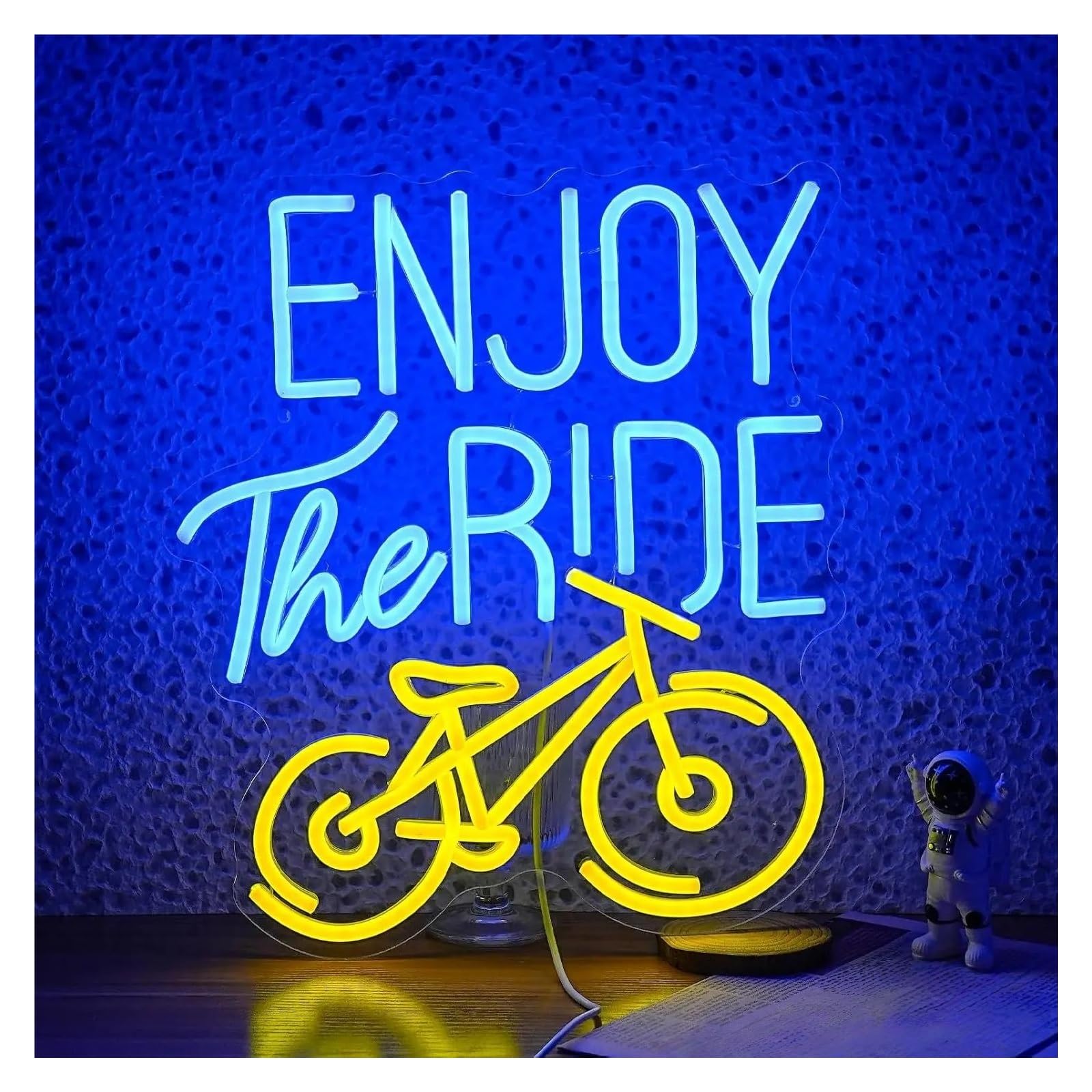 MENGE Sign Lamp Enjoy The Ride Neon Sign Dimmable Light for Gym Fitness Motivational Sport Exercise Bike Wall Business Hanging Decor 32cmx37cm
