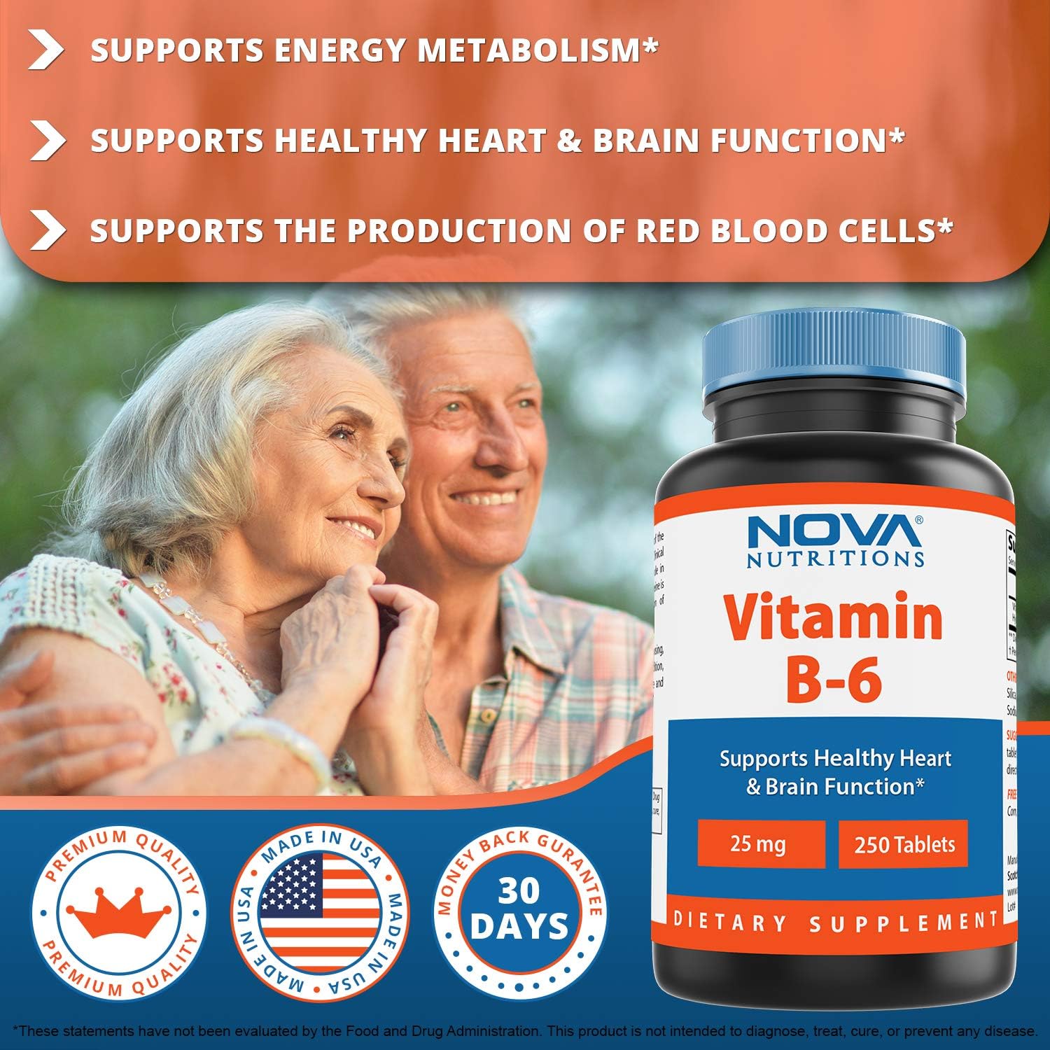 Buy Nova Nutritions Vitamin B6 25 mg Supports Healthy Nervous System