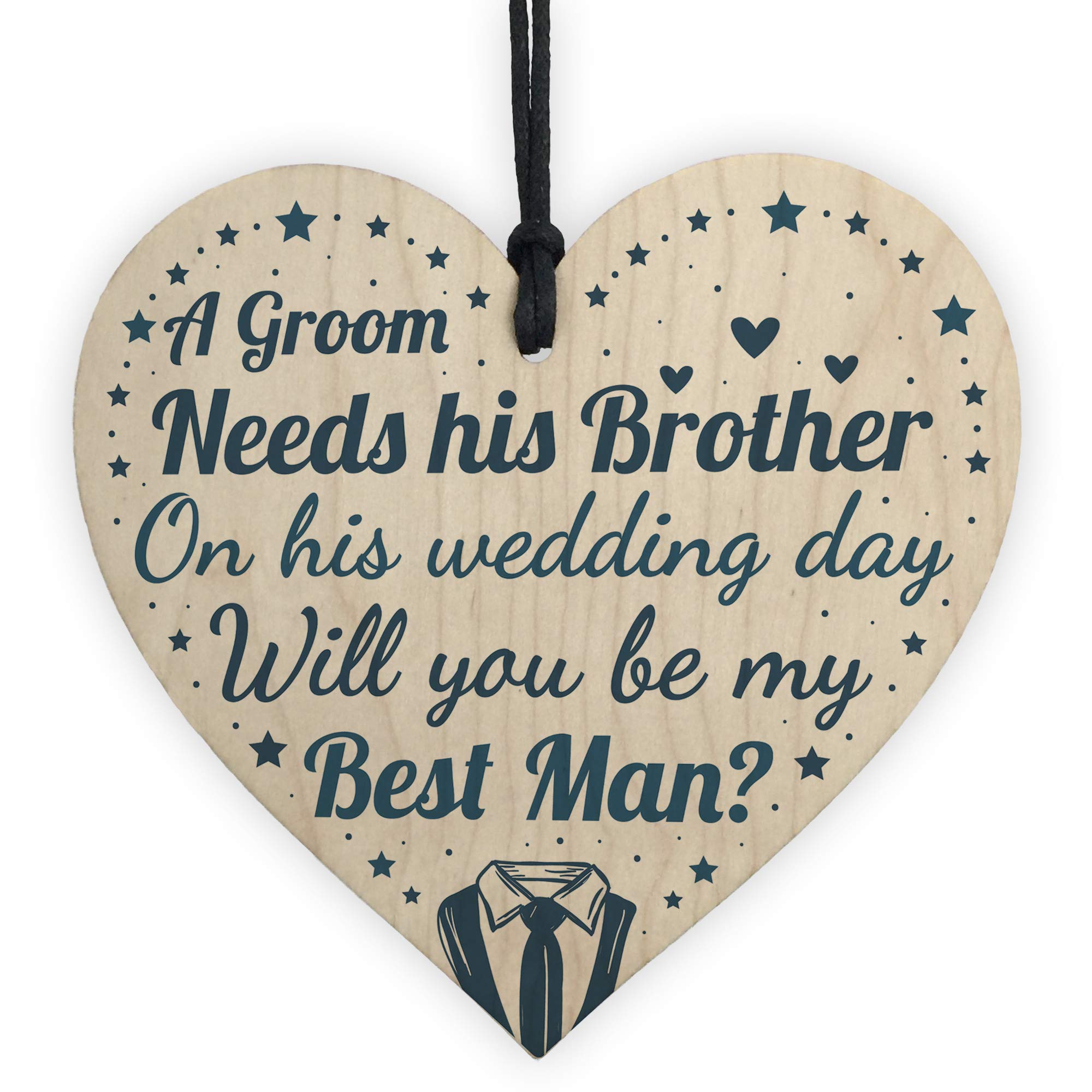 RED OCEAN Brother Will You Be My Best Man Asking Gifts Invite Wooden Heart Sign Wedding Favours
