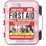 M2 BASICS Professional 350-Piece First Aid Kit – First Aid Kit for Car&comma; Home&comma; Office&comma; Business & Vehicles – Organized Dual-Layer Wall-Mountable Hard Case&comma; Emergency Medical&comma; OSHA Workplace Safety