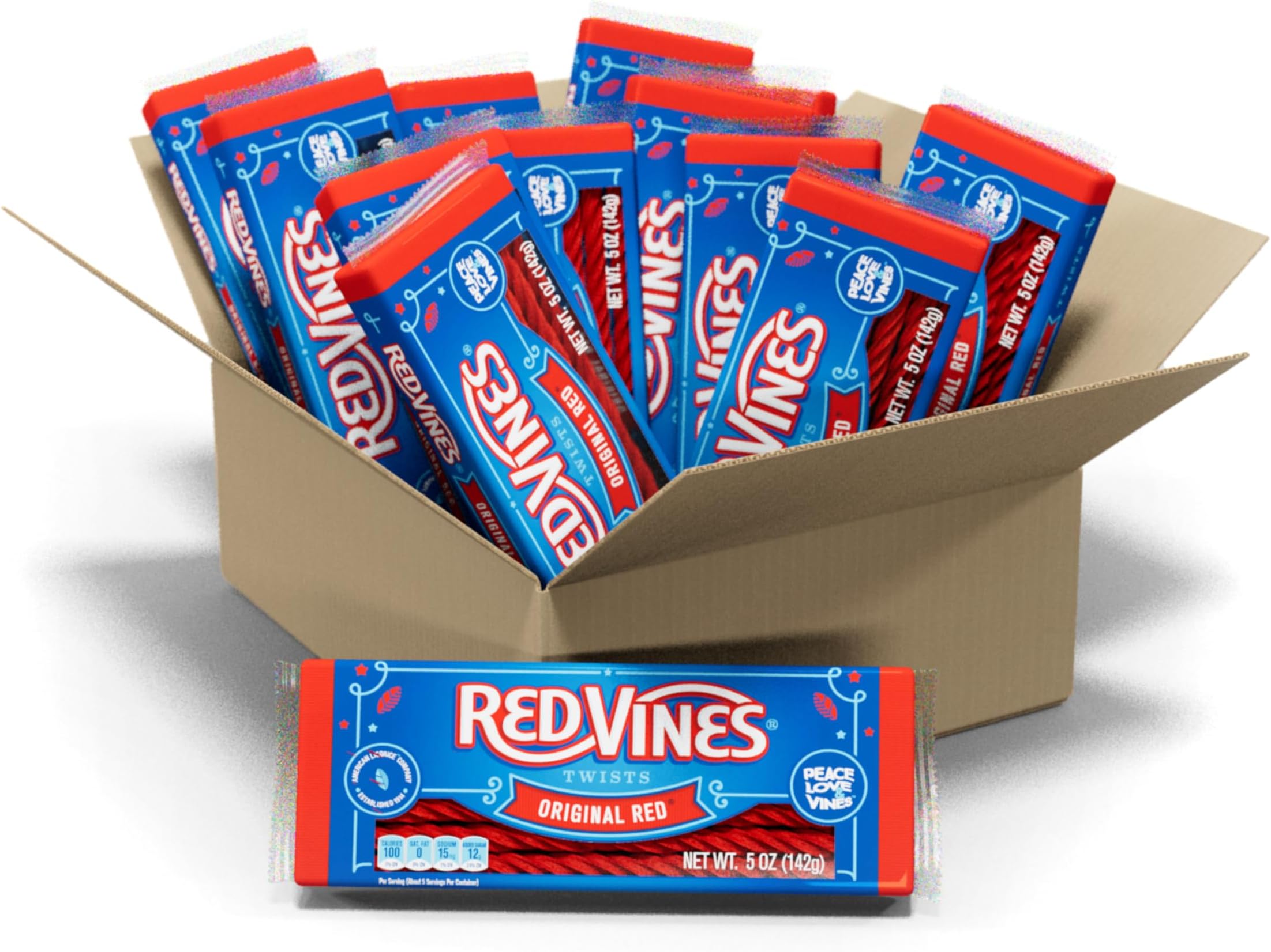 Red Vines Licorice, Original Red Flavor, Soft & Chewy Candy, 5oz Trays (12 Pack)