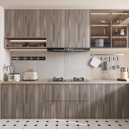 Miniatura 7 de CRE8TIVE Papel de contacto de grano de madera gris claro de 12 x 354 pulgadas de grosor para encimeras de despegar y pegar, papel de contacto de