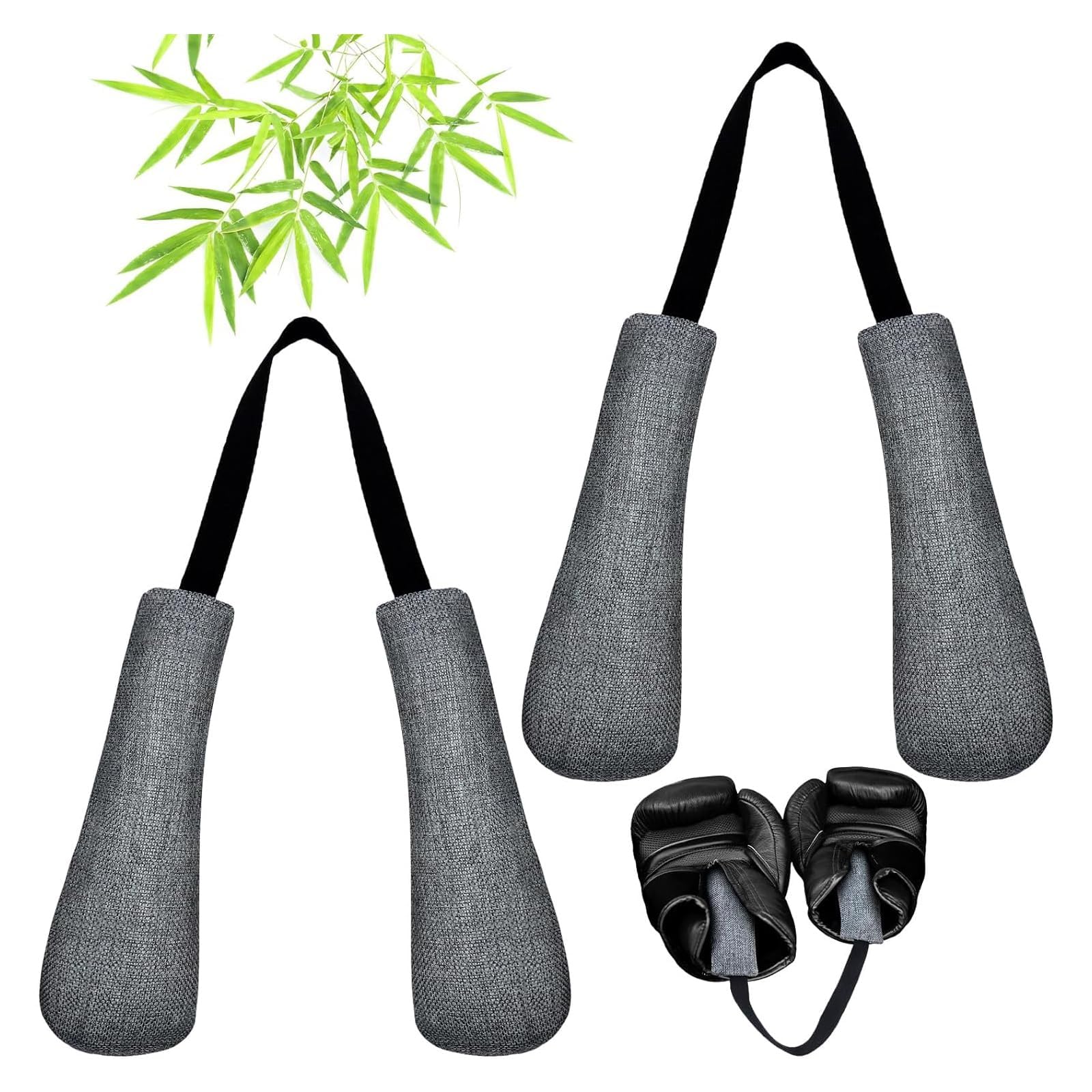 THE WHITE SHOP 2 PCS Boxing Glove Deodorize Refillable Bamboo Charcoal Deodorizer Boxing Glove Odor Eliminator for Boxing Gloves Bags Sports Gear (Gray)