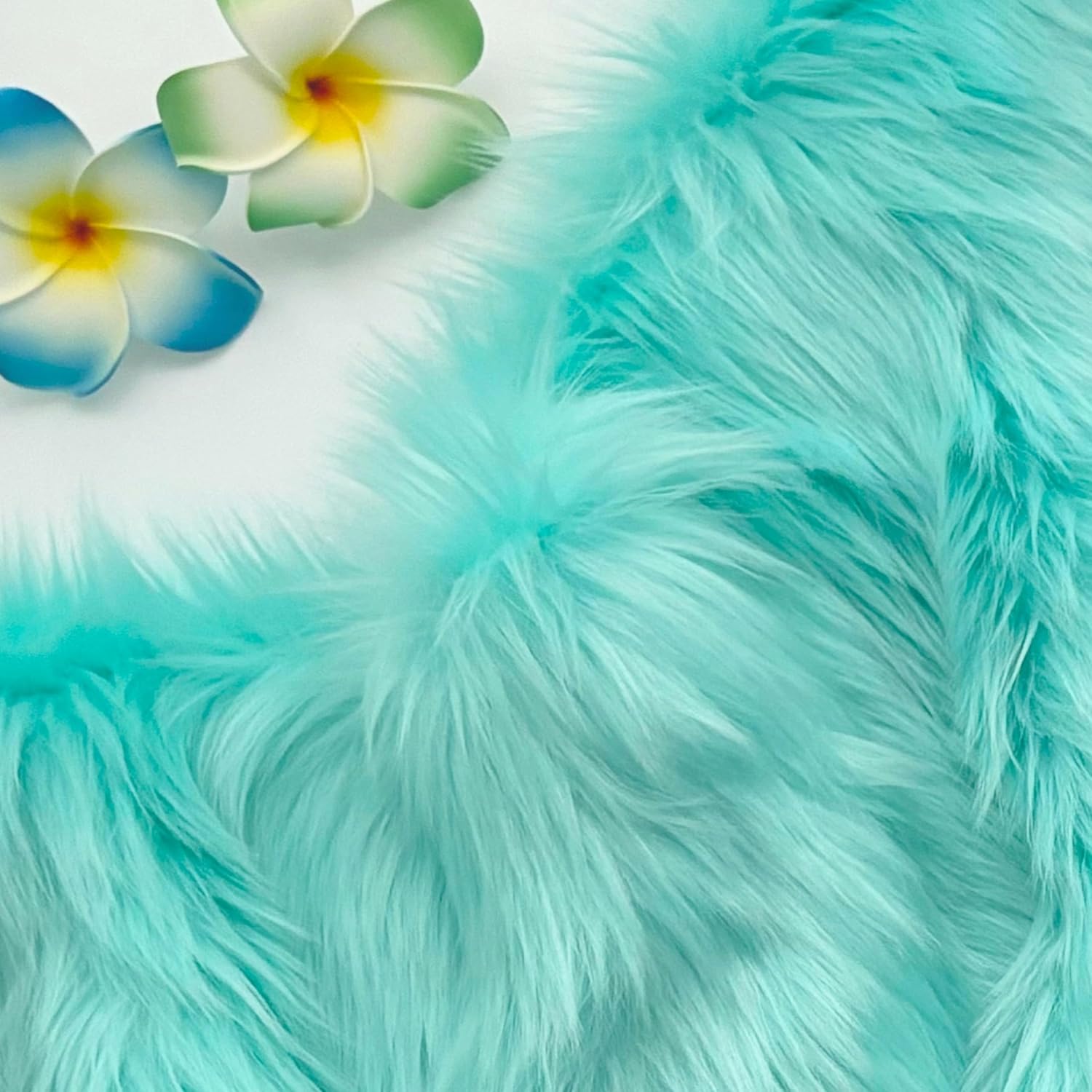 Bianna Cancun Aruba Blue Premium Faux Fur Fabric – Shaveable, Thick, Cut from 60-Inch Wide Material, Shag for Crafting, Costumes, Decor (1 Yard - 36x60 inches)