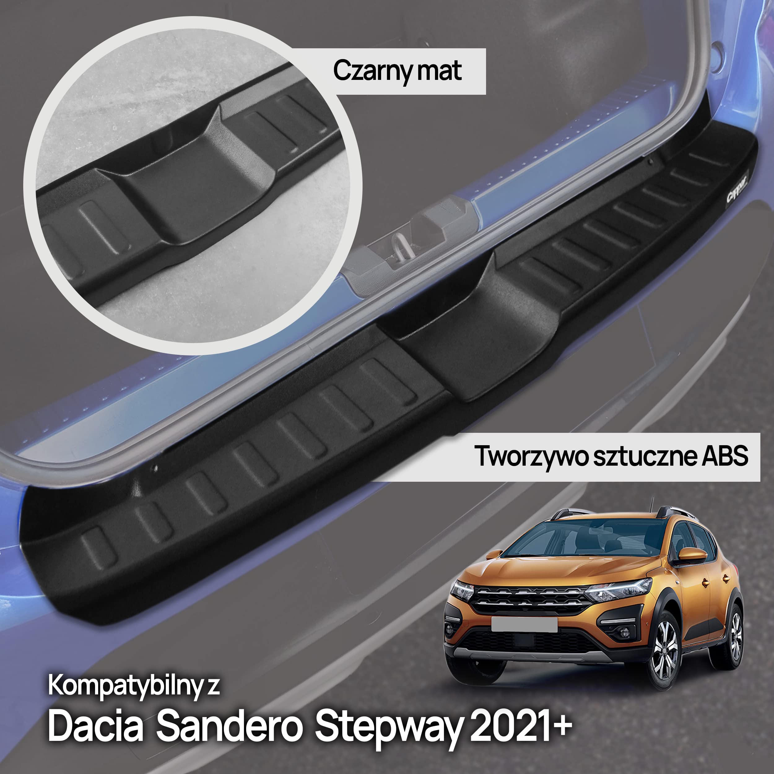 CHROMEMASTER | Listwa Ochronna Tylnego Zderzaka | Pasuje do Dacia Sandero/Sandero Stepway 3 2021- | Tworzywo ABS, czarny mat; Listwa Chroni Lakier Tylnego Zderzaka przed Zarysowaniem i Uszkodzeniem