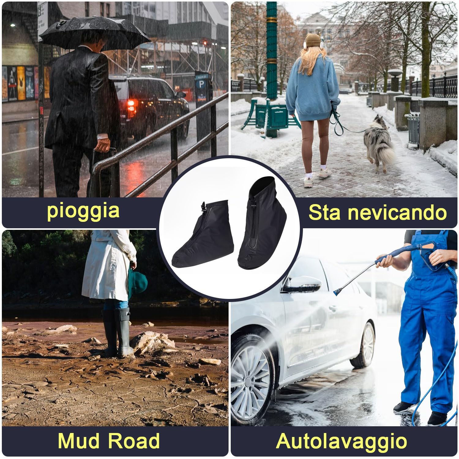 LATRAT 1 para wodoodpornych ochraniaczy na buty, wielokrotnego użytku wodoodporne ochraniacze na buty z zamkiem błyskawicznym kalosze przeciwdeszczowe Muddy Road antypoślizgowe kalosze dla obu płci,