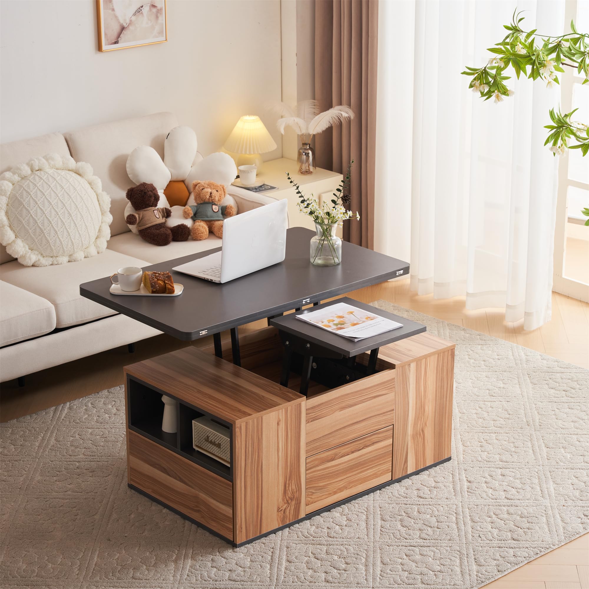 美品 オーエスジェイ リビング ローテーブル 収納付き 昇降テーブル 拡張可 Amazon.co.jp: オーエスジェイ(OSJ) ローテーブル 昇降式 オフィス