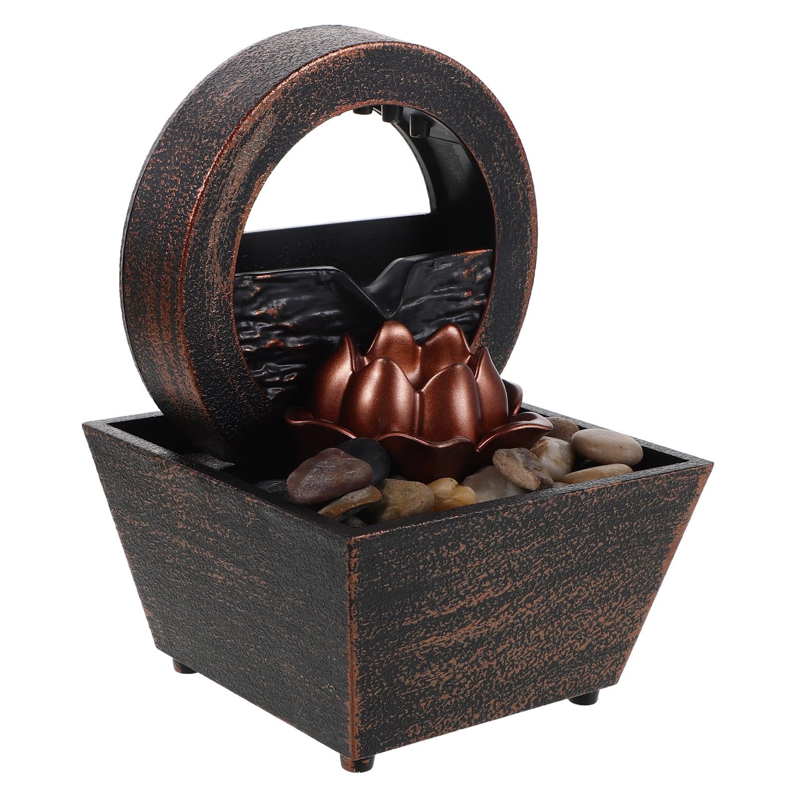 Fuente de agua de mesa decorativa dorada con instalación fácil para sala