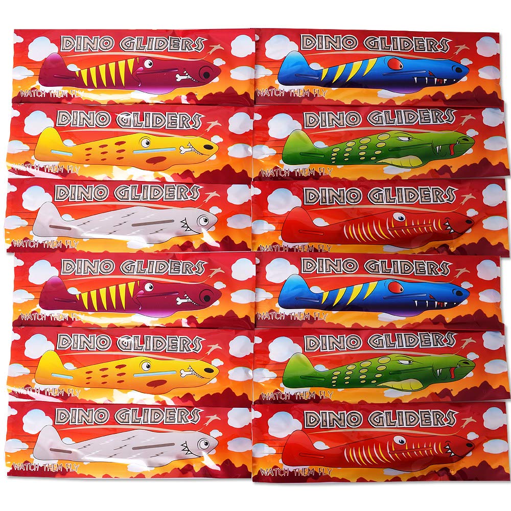 TE-Trend Pack of 12 Polystyrene Gliders Dino Party Party Bag Aeroplane Children's Birthday Throwing Gliders
