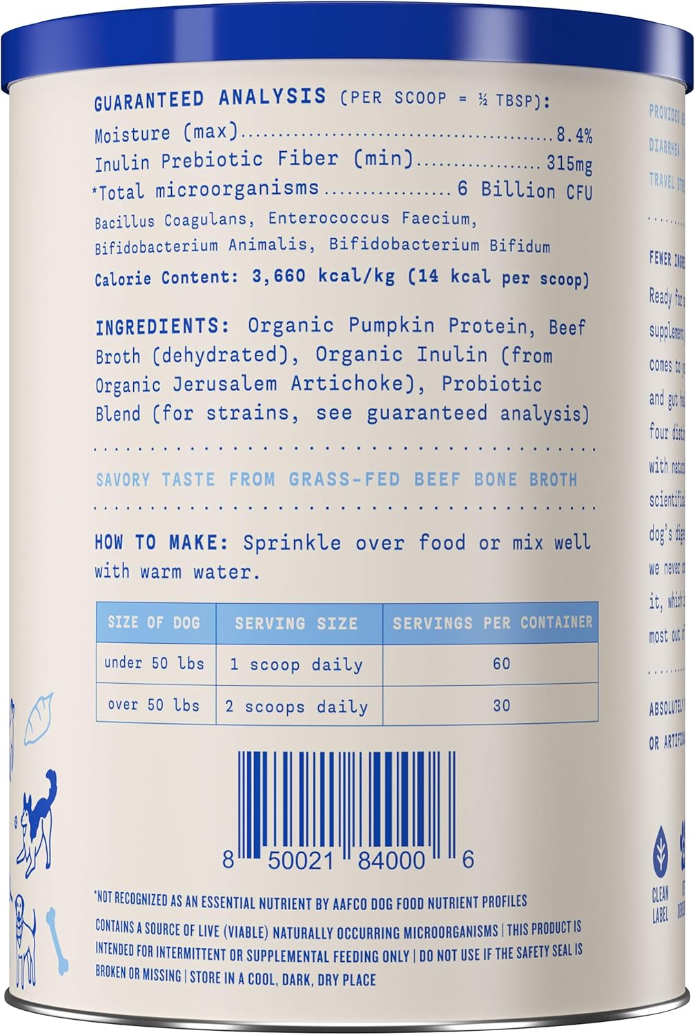 Native Pet Probiotic for Dogs - Vet Created Probiotic Powder for Dogs for Digestive Issues - Dog Probiotic Powder + Prebiotic + Bone Broth - 232 Gram 6 Billion CFU- Probiotics Dogs Will Love! (8.2 oz) : Pet Supplies