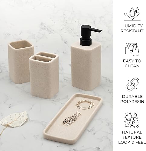 Miniatura 5 de ZCCZ Juego completo de accesorios de baño negro mate, 4 piezas de accesorios de baño, juego completo de accesorios de tocador para encimera, incluye