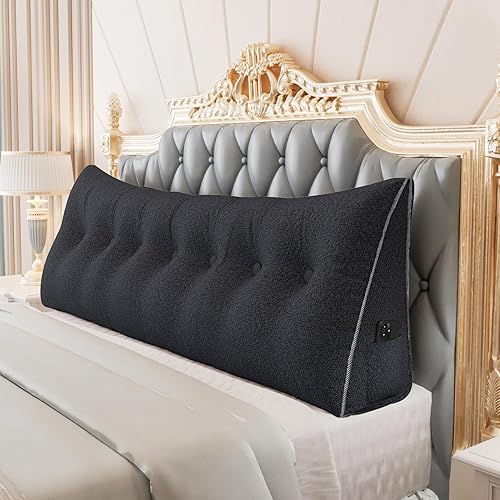 Miniatura 49 de Almohada de cuña acolchada de 10 libras con cabecero, posicionador de cuerpo, almohada de cuña para cama, soporte de respaldo, almohada triangular