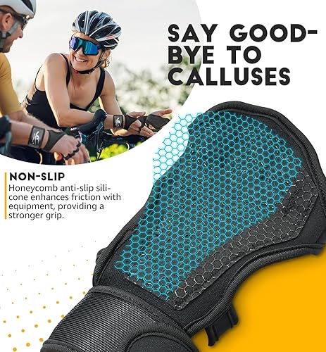 Miniatura 3 de HiRui Guantes de entrenamiento ventilados para hombres y mujeres, muñequeras integradas y silicona antideslizante en la palma para evitar callos,