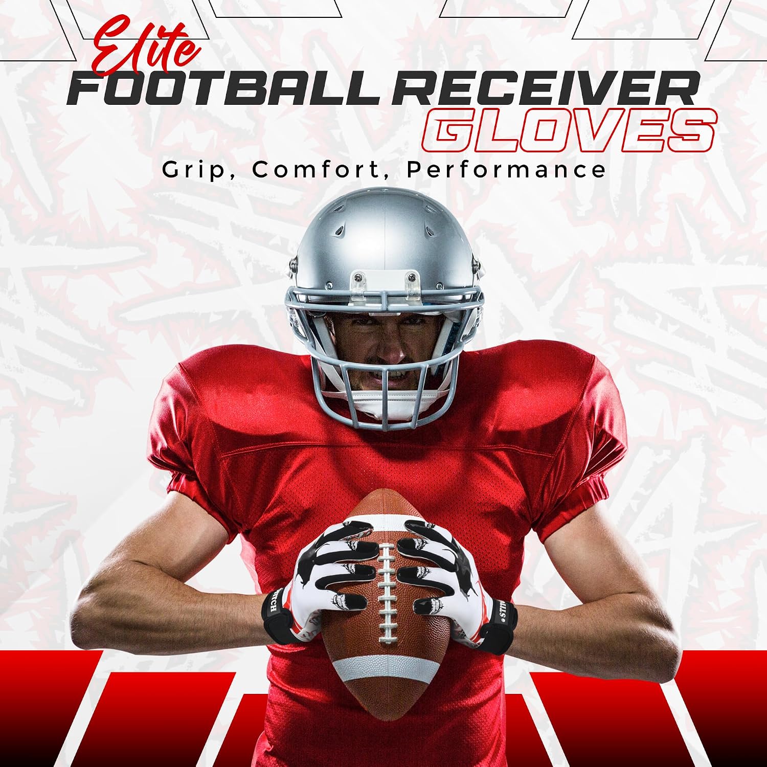 Jester face Football Gloves Silicone Grip Youth Football Receiver Gloves Joker Receiver Glove Kids Receiving Glove for Youth Kids Men Adult & Unisex