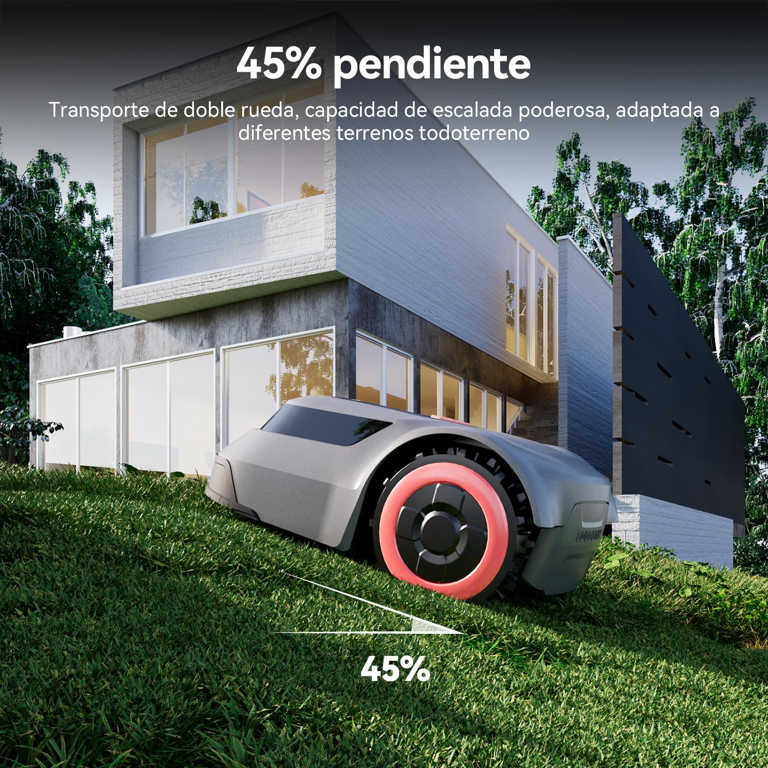 Redkey MGC500 Robot Cortacesped, MAX. 800m², Detección de Rotura de Cable,Pendiente Ascendente 45%, Ajuste Inteligente de la Altura de Corte, Control de la APP,Silenciamiento Automático, para Jardines