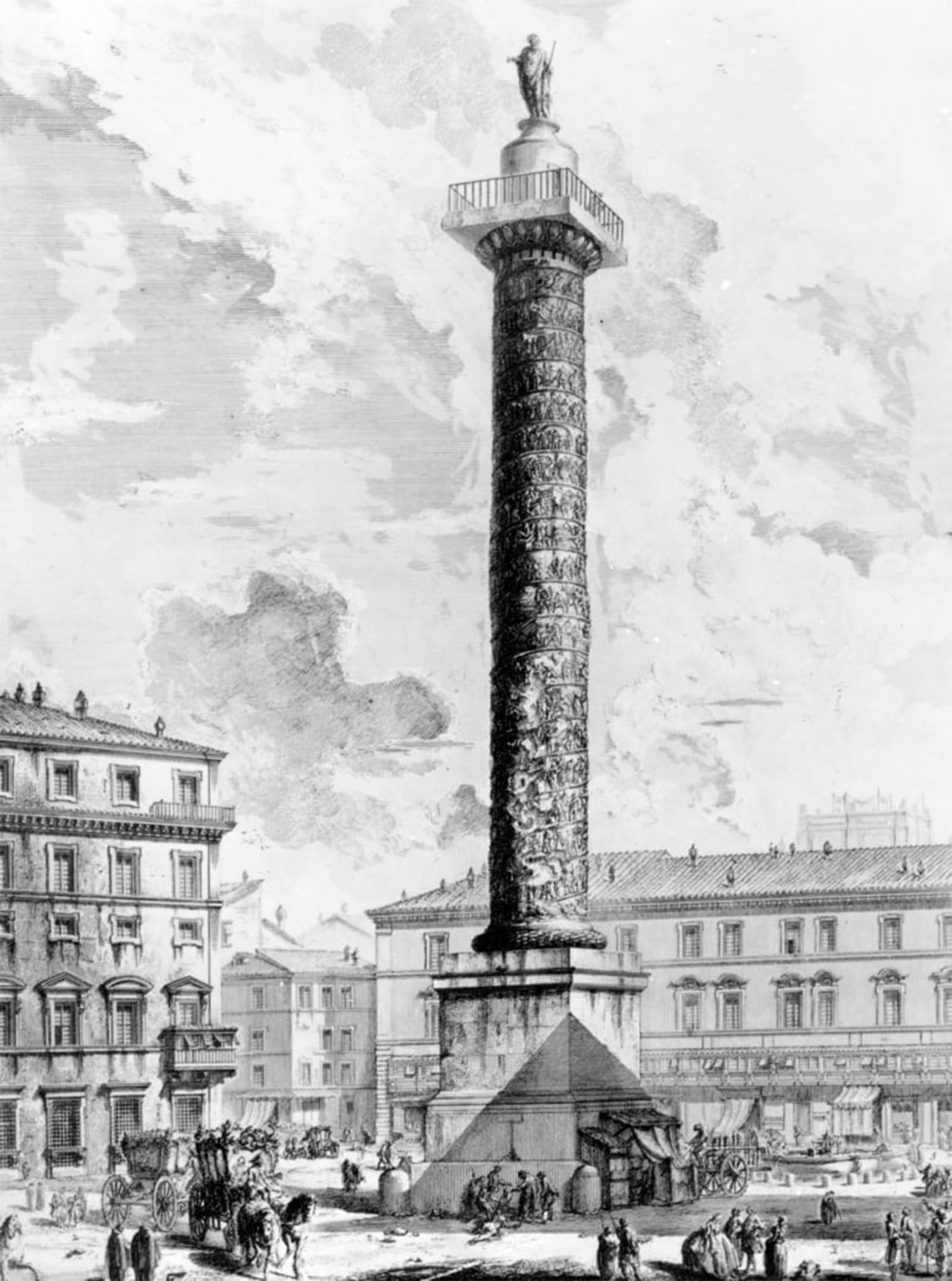 ARTXLXXBN Famous Painting Art Wall Decor Abstract Art Picture View of the Column of Marcus Aurelius in the Piazza Colonna by Battista Piranesi Animal Pictures for Home Decor 60x90cm
