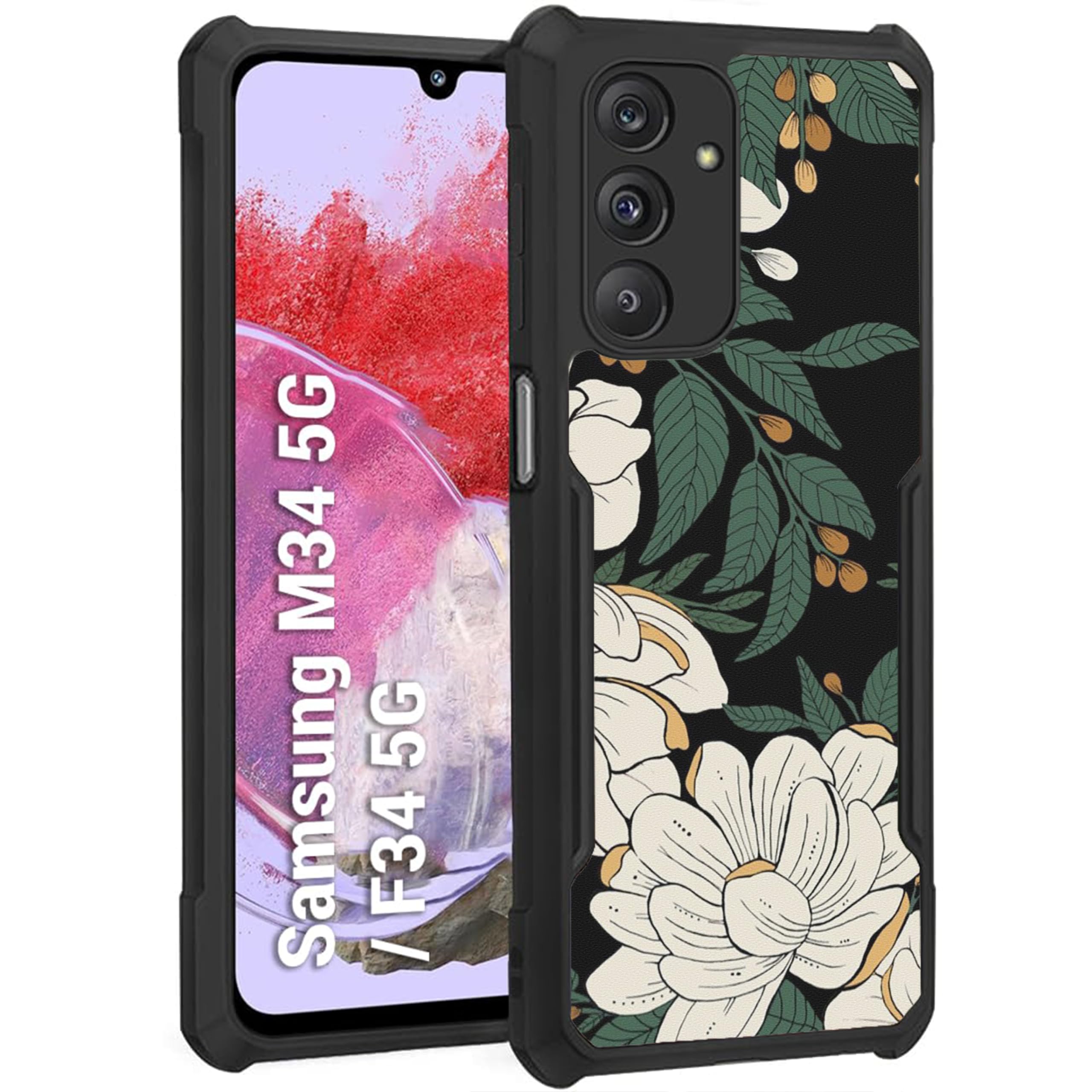 COBERTA Slim Shockproof 360 Degree Protection Design Back Cover Case for Samsung Galaxy M34 5G | (White Floral) (B0CMQCRXQ5) Amazon Price History, Amazon Price Tracker