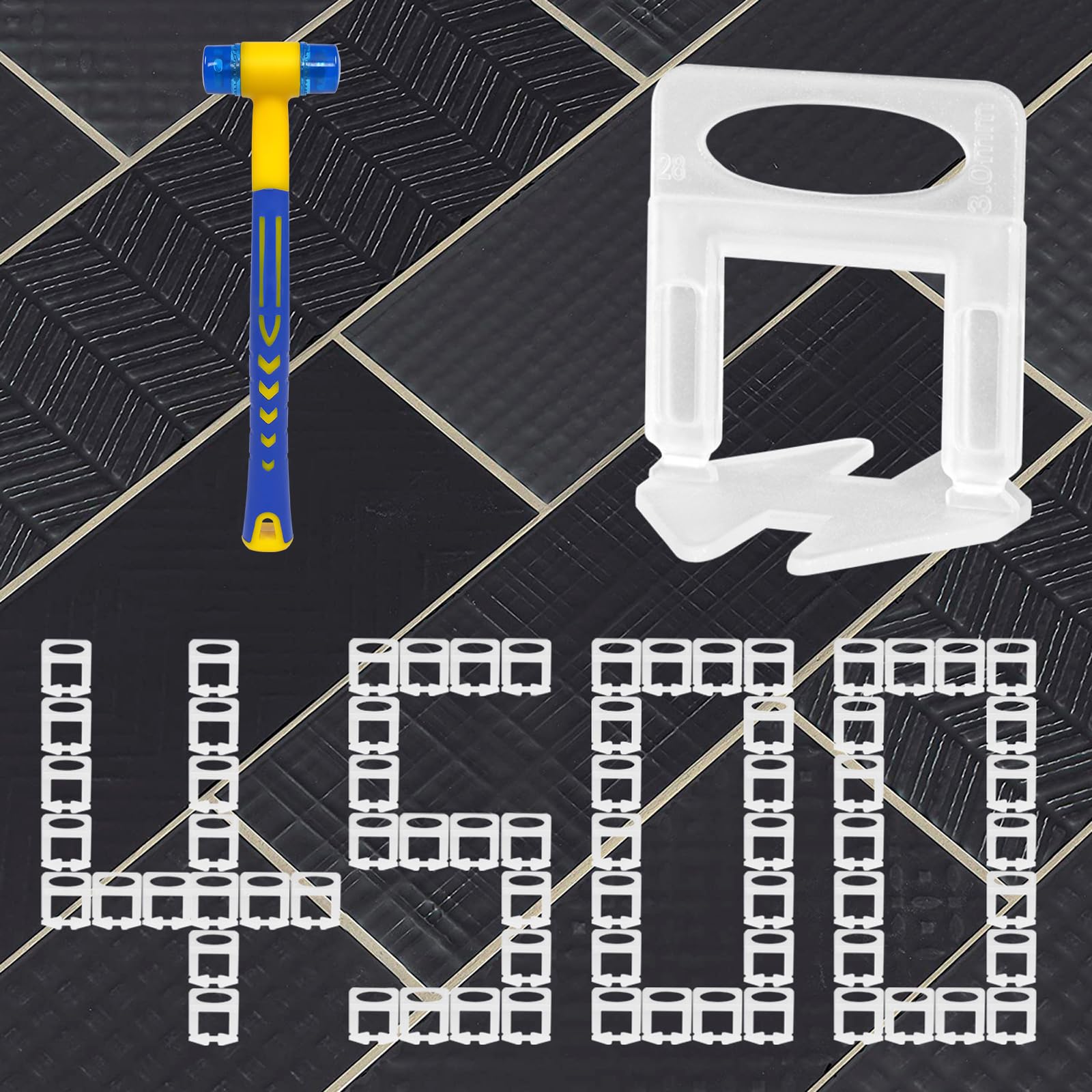 4500 Pcs Tile Leveling System Clips 1/8" (3.0mm) Ceramic Tile and Stone Installation - DIY Tile Leveler Spacers Kit for Perfect Alignment (3mm Clips, 4500pcs)