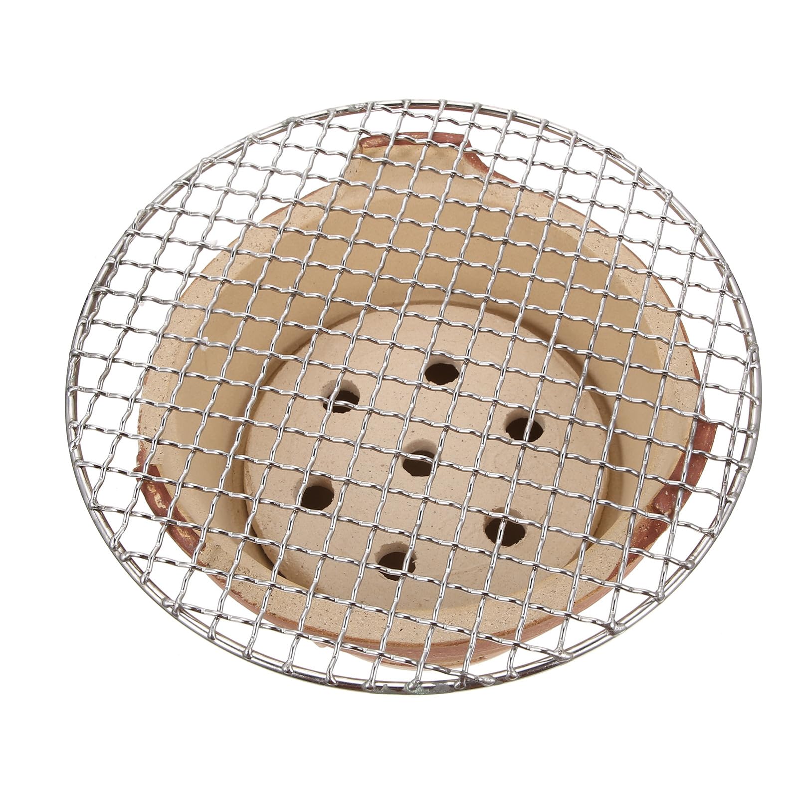 Przenośny mini ceramiczny grill brązowy węgiel drzewny kuchenka z siatką do gotowania na zewnątrz kemping narzędzie do grillowania wielofunkcyjne losowy kolor idealny na pikniki i tailgating