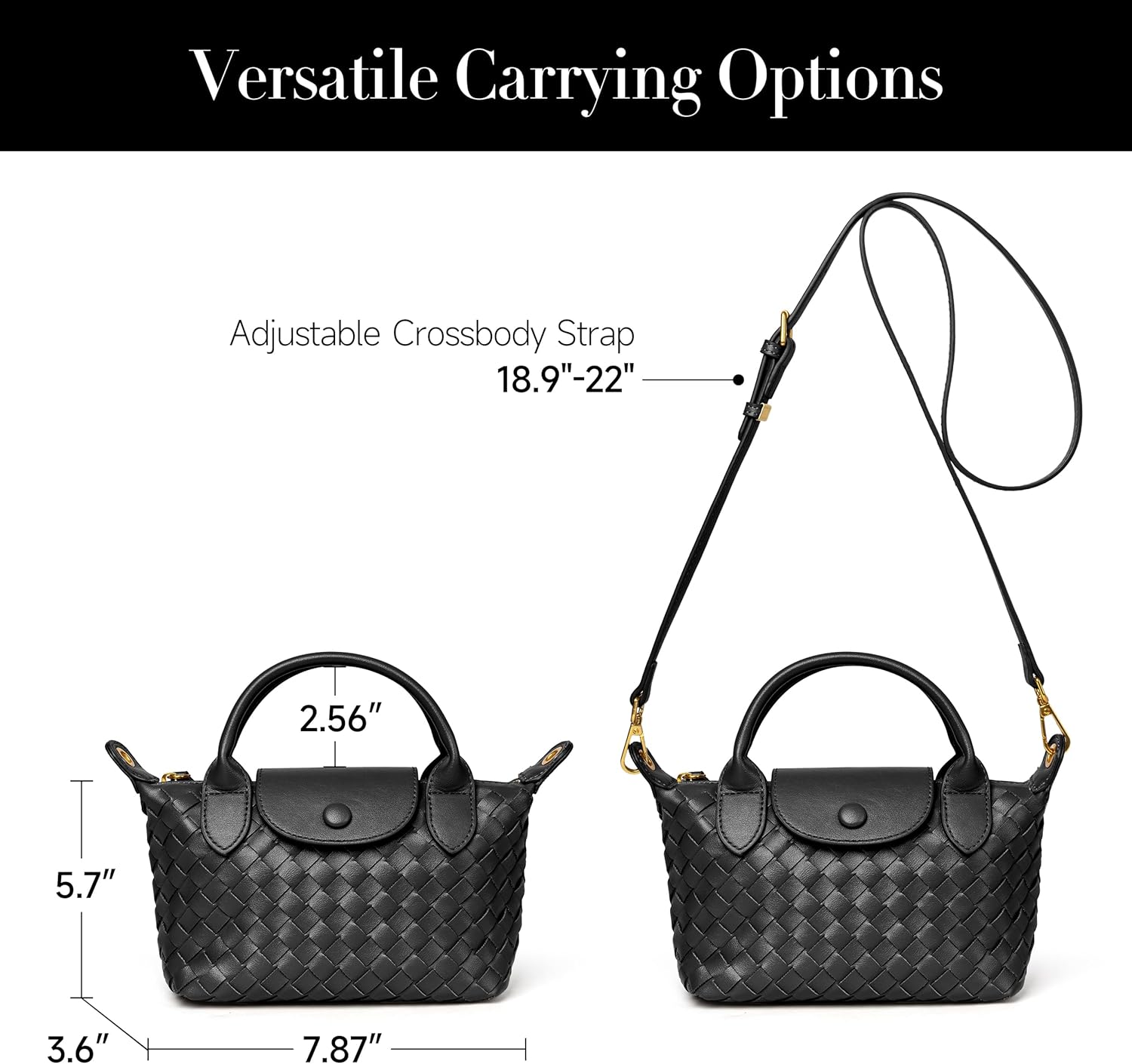 Joryin Hand Woven Purses for Women, Mini Crossbody Bag Dumpling Bag. Top Handle Bag Small Purse Braided Vegan Leather
