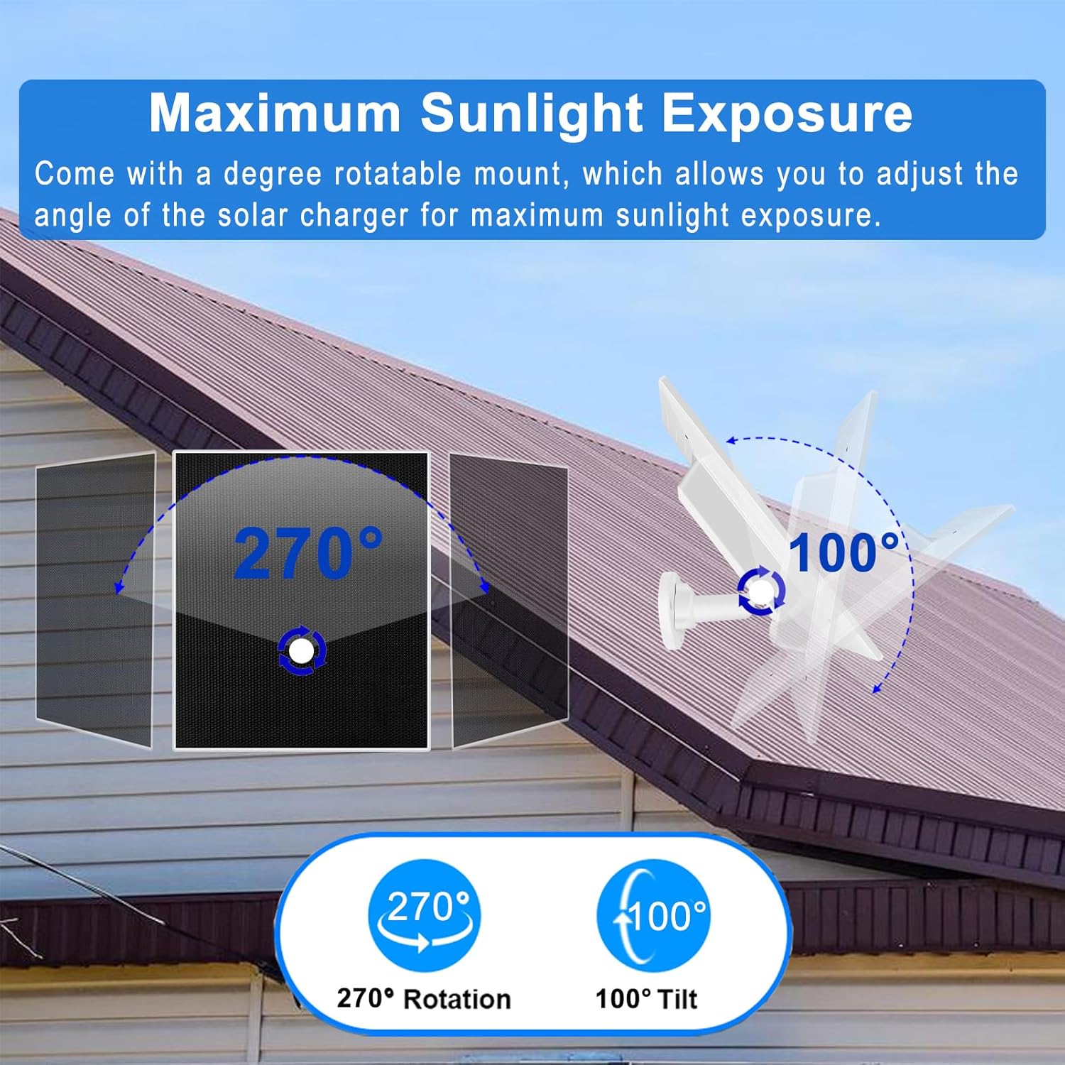 5W Solar Panel Built-in with 8000mAh Battery for Security Camera Outdoor, 2in1 Plug Charger Panel for Ring/Eufy/Wyze Battery cam, Support Emergency Power for Camping Hiking Lights, Phones, Tablet PC