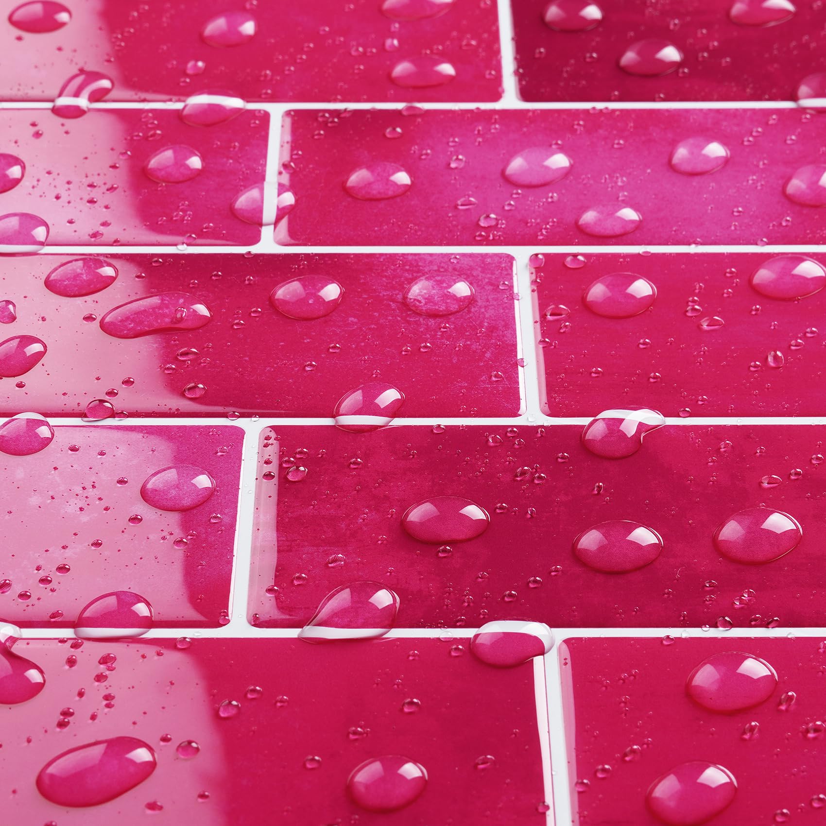 Livelynine Hot Pink Subway Tile Peel and Stick Backsplash Vinyl