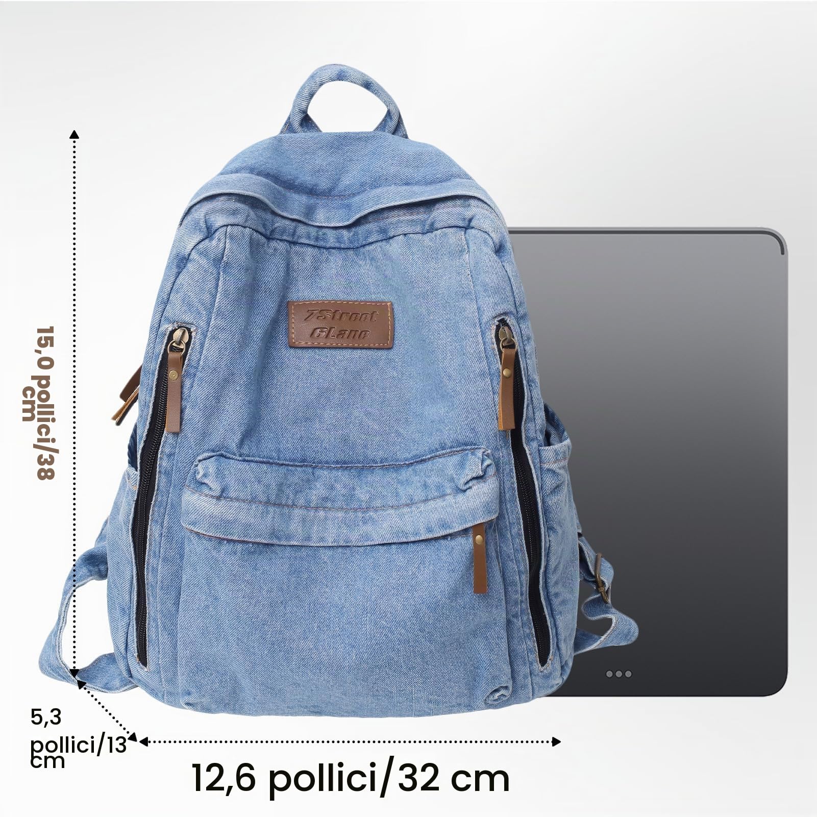 Zaino Jeans Donna per Laptop Zaino Denim Urbano Cowboy Chic