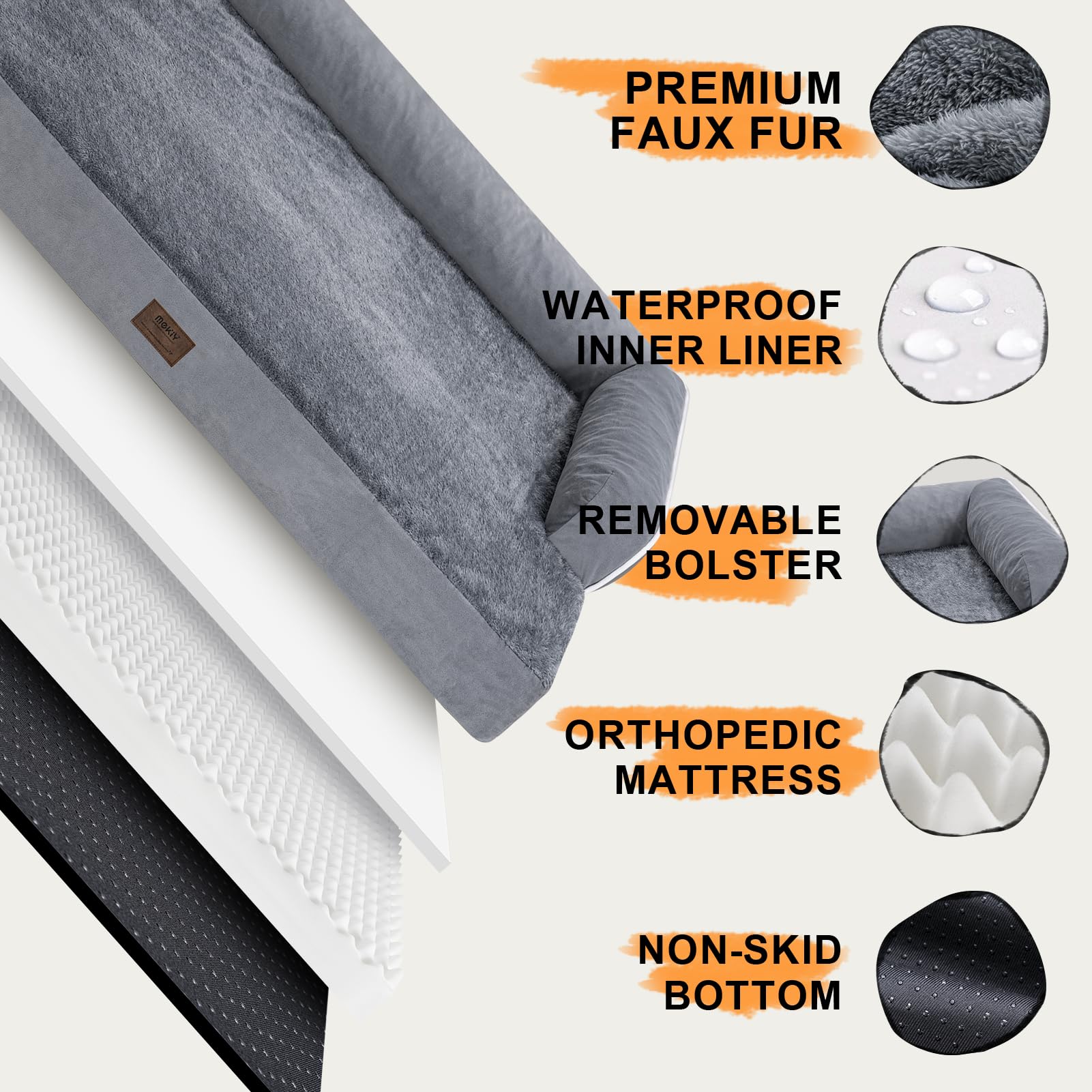 Large Dog Bed Orthopedic Washable Beds Bolster Pet XL XLarge Big