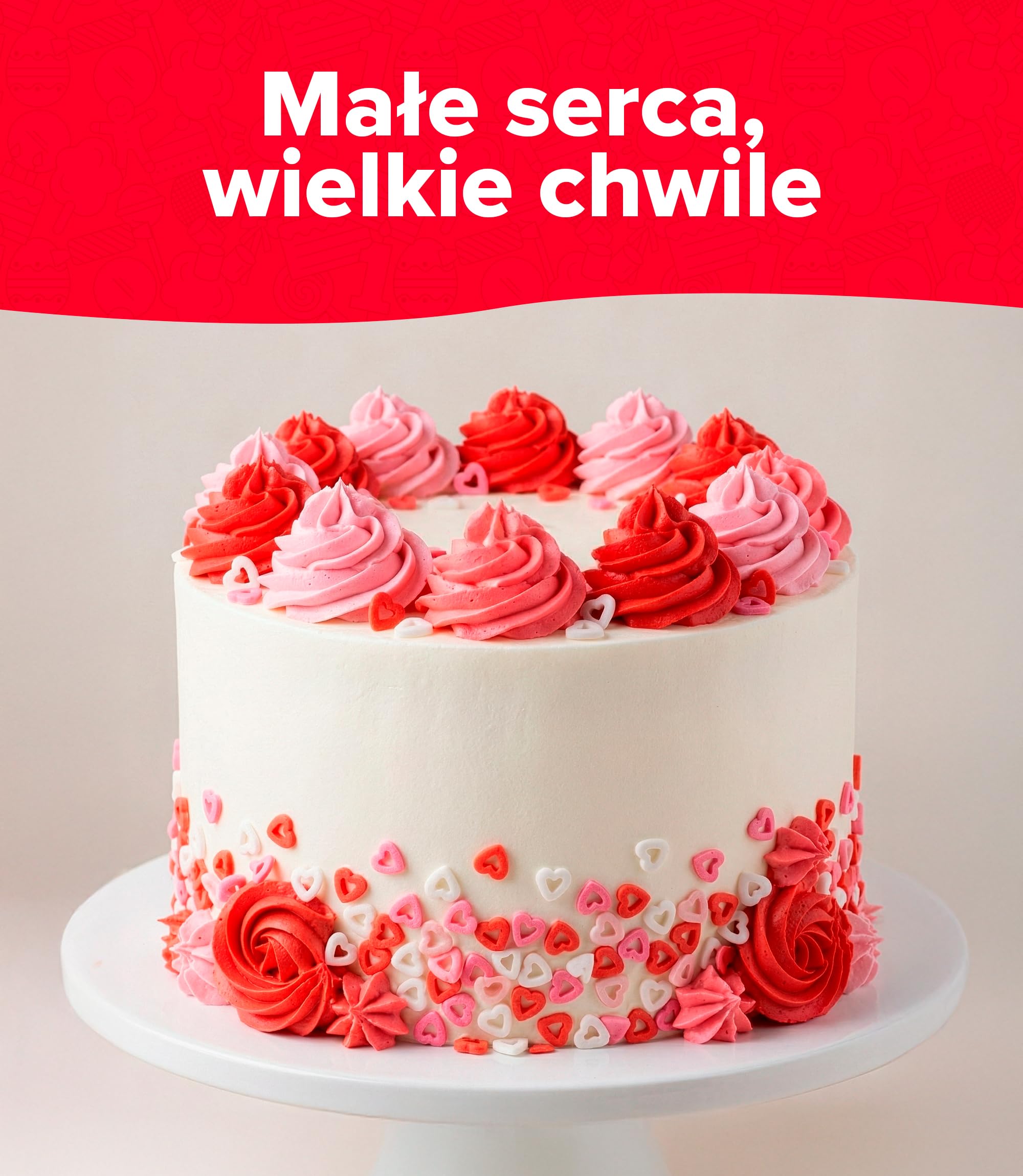 dekora - Sprinkles cukrowe w kształcie pustych serduszek, 100 g – dekoracja tortu i babeczek na Walentynki – z naturalnymi barwnikami