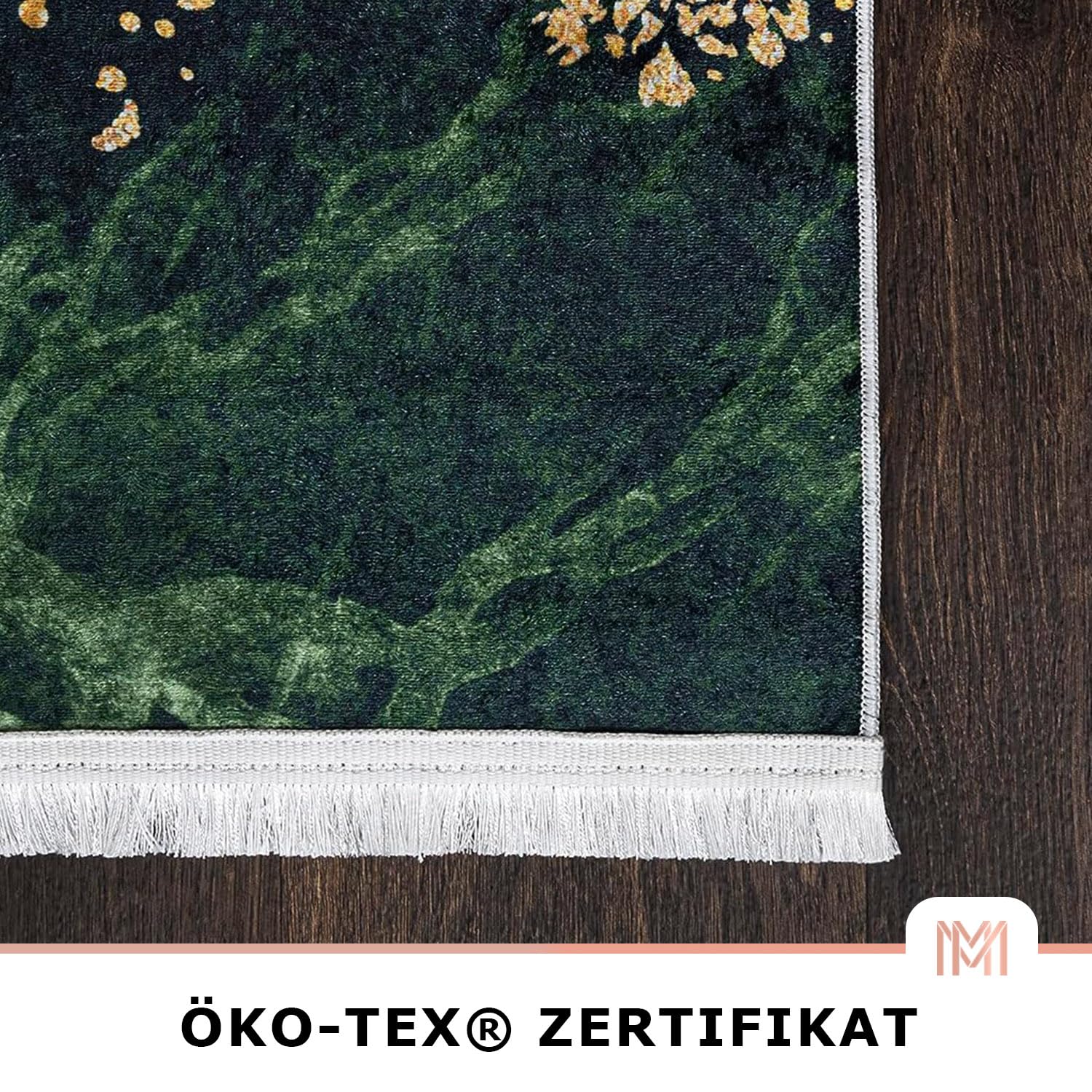 Mazovia Groß Teppich Wohnzimmer 160x230cm Grün Gold Abstrakt Glamour