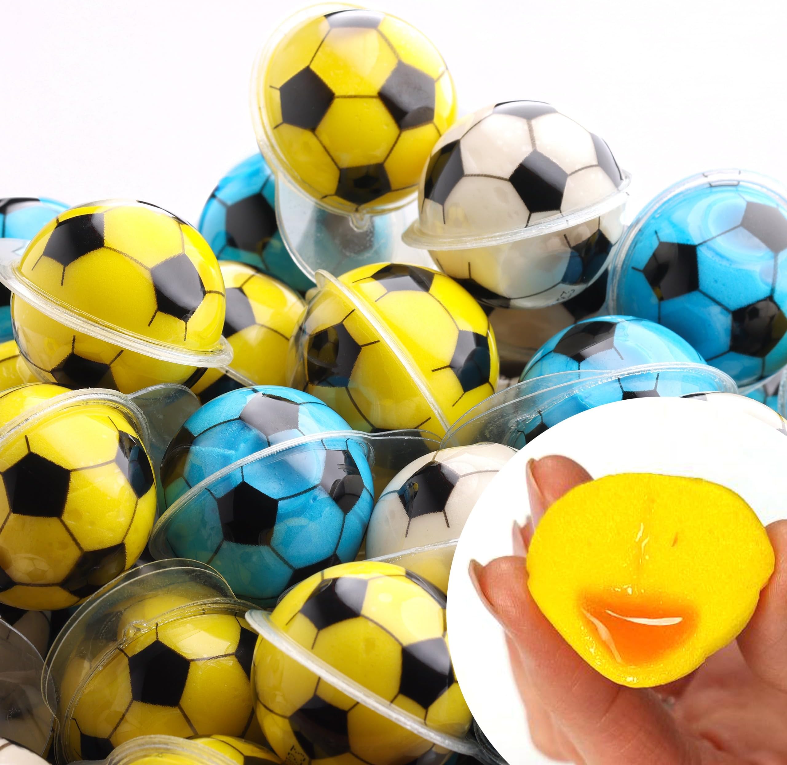 Gummy Candy - Jelly Filled Gummies - Fun Soccer Gummy Candies Filled with Fruit Jam - Assorted Flavors - 10 pcs Individually Wrapped Chewy Candy - Easter Egg Candy