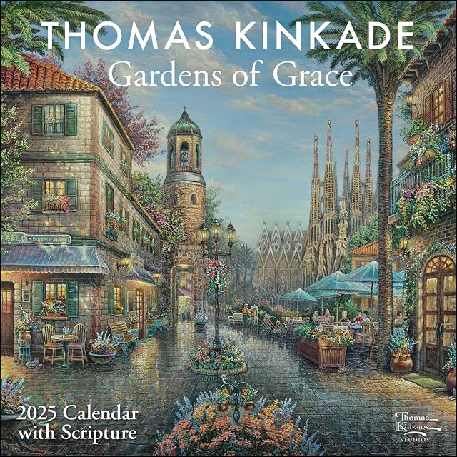 Portada de Thomas Kinkade Gardens Of Grace With Scripture 2025 Wall Calendar