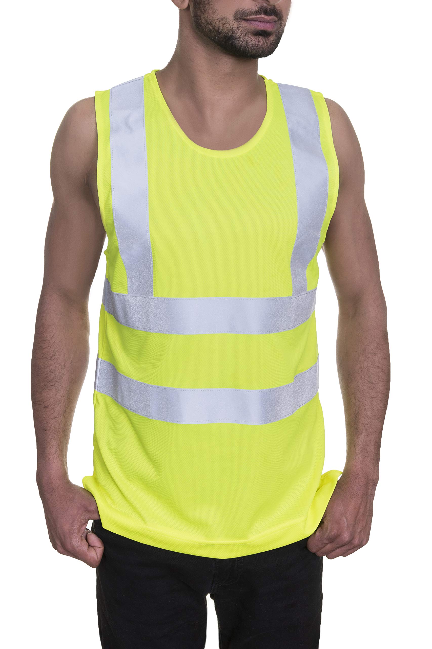 Vizi-Workwear High Visibility WarningVest – Neon Work Shirt for Men Sizes M to XXXL (Fluorescent Yellow, XXL)