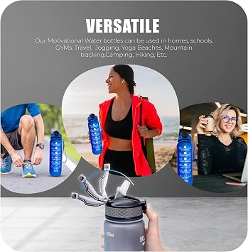 Roe Tenpo Sports Water Bottle with Straw and Time Marking, and 32OZ Capacity - Motivational and Eco-Friendly BPA-Free Bottle for Running, Gym, Yoga, Outdoors, and Camping (Style-1, Blue)