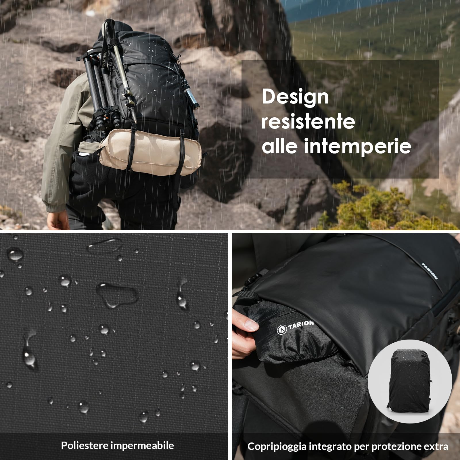 TARION Zaino Fotograifco Trekking Grande: Zaino Fotocamera Reflex Impermeabile Borsa Fotografica Professionale con Scomparto per Laptop da 16 per DSLR Drone Xprober