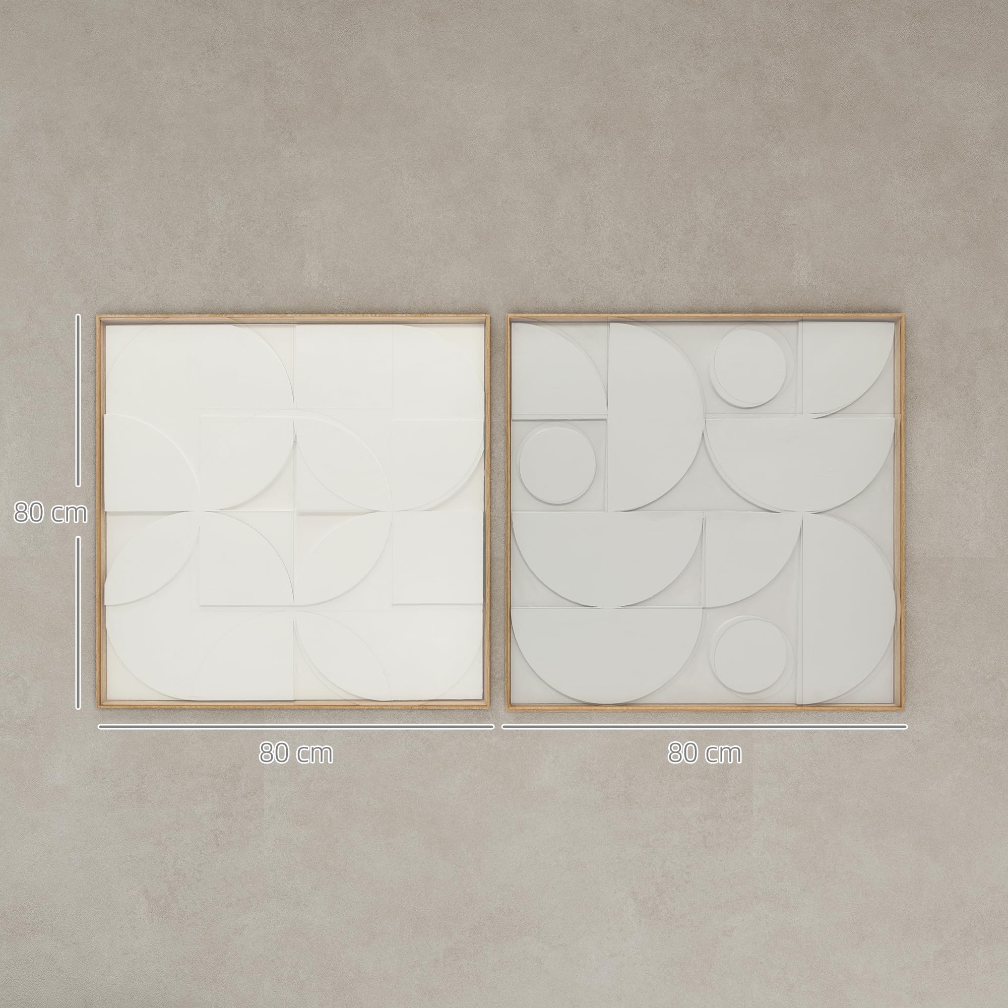 HOMCOM Wanddeko 3D 2er Set 80 cm Geometrisch Wanddekoration Modern Weiß | Wand Deko, Wohnzimmer, Schlafzimmer, Flur
