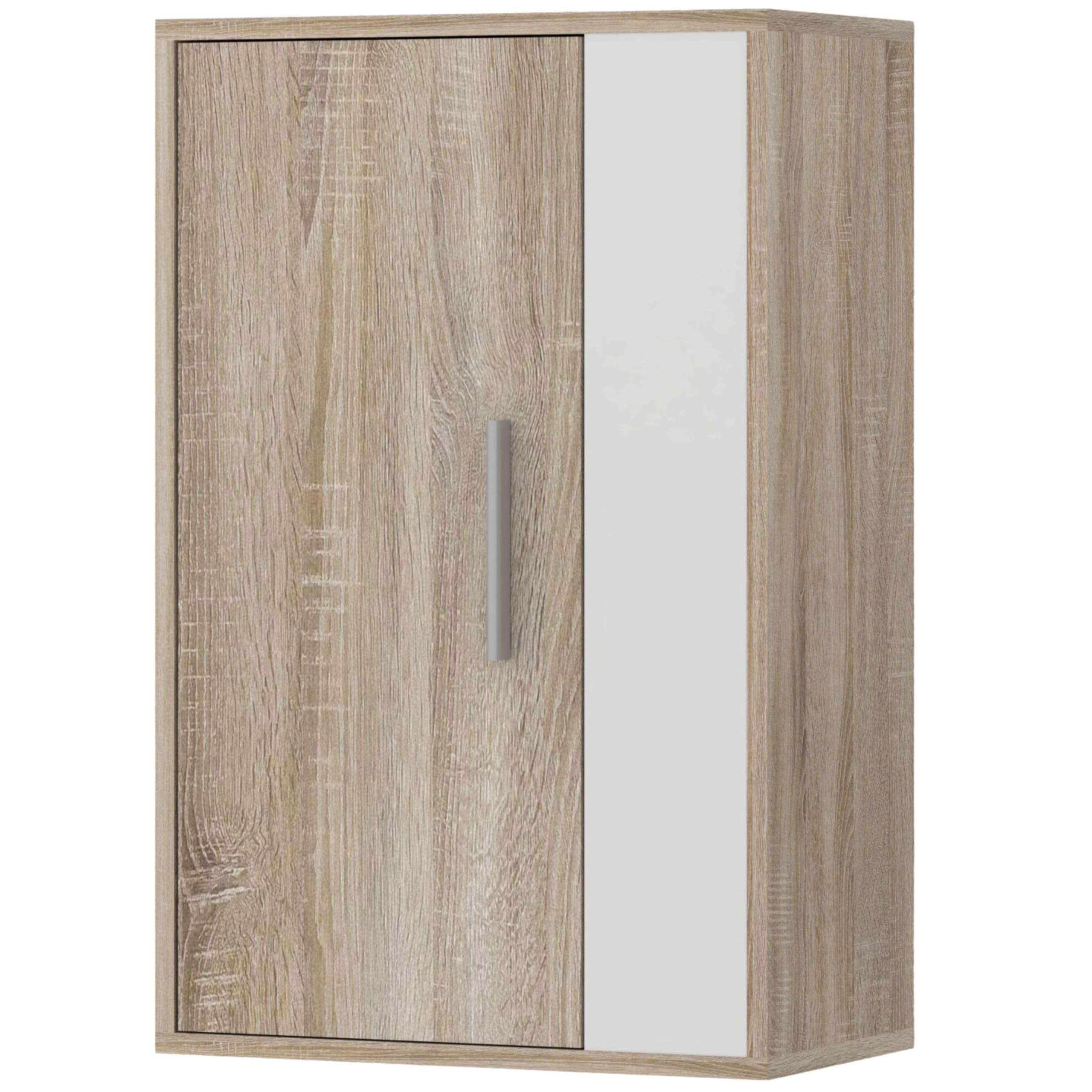 Miroytengo Muebles de Salón Comedor Estilo Nórdico: Módulo TV, 2 Armarios, Estante, Color Blanco y Roble Sonoma