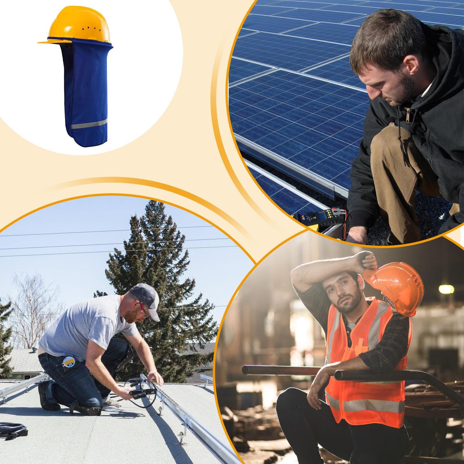 Hardhat Neck Shade - Sicherheitshelm Sonnenschutz | Mesh Neck -Schatten Hoher Sicht, Atmungsaktivem Nackenschutz Mit Haltbarkeit, Sonnenschutz -Hutschatten Für Sommerarbeiten, Dach, Landwirtschaftlich