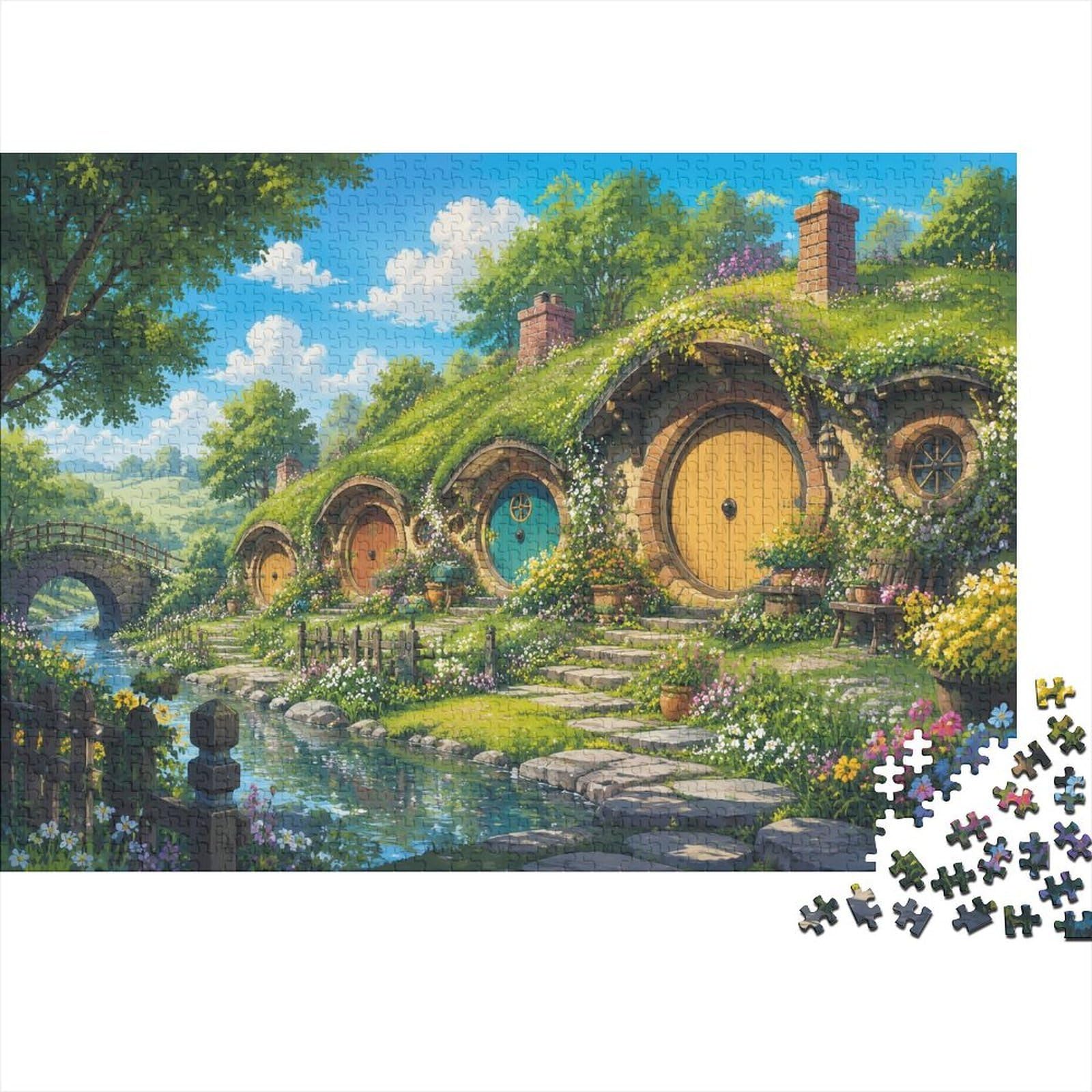 1000 Piece Mini Jigsaw Puzzle For Adults House Bridge River Gift Idea
