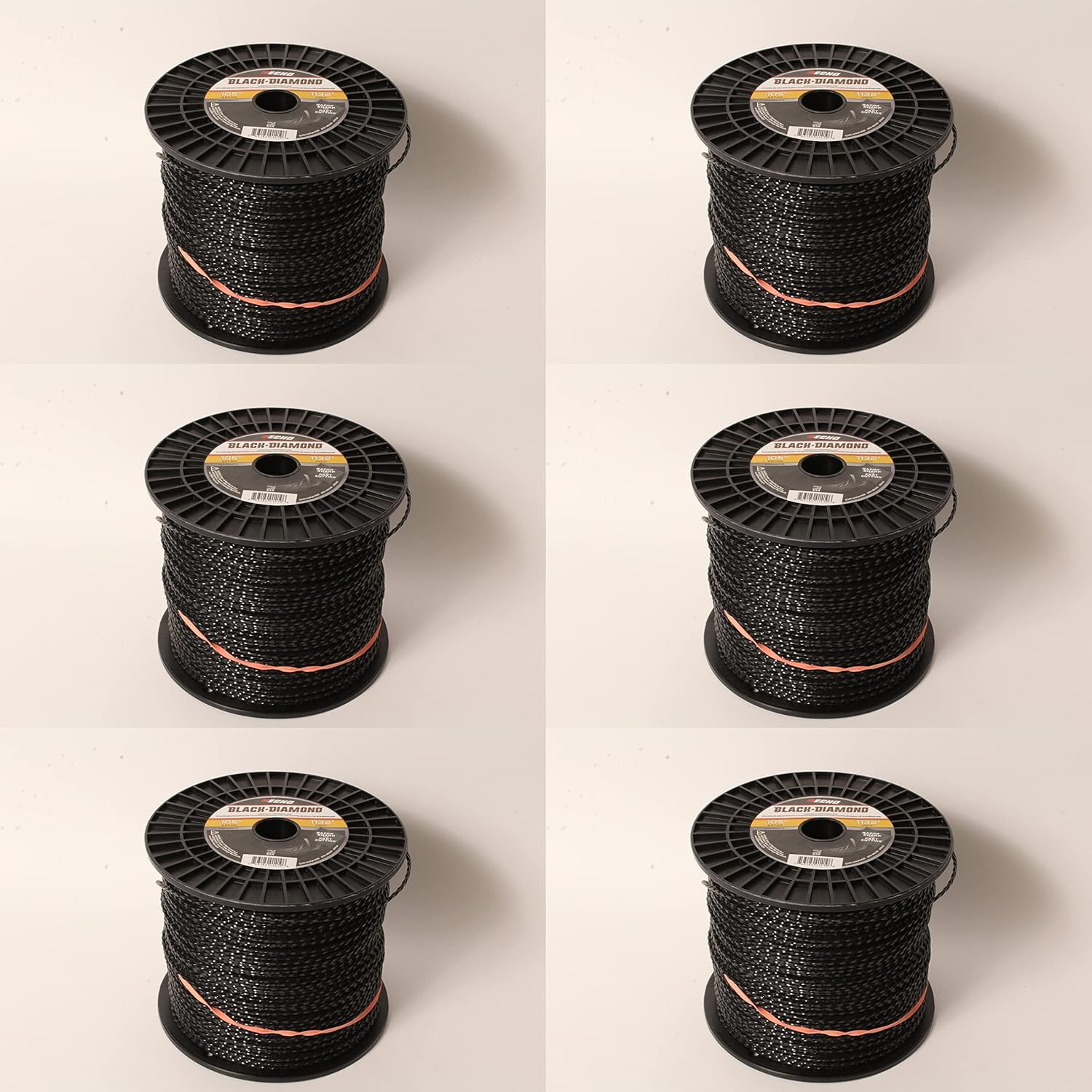 ECHO 6 PK 330105075 .105" Black Diamond Trimmer Line Spool 1,132' Square Twisted