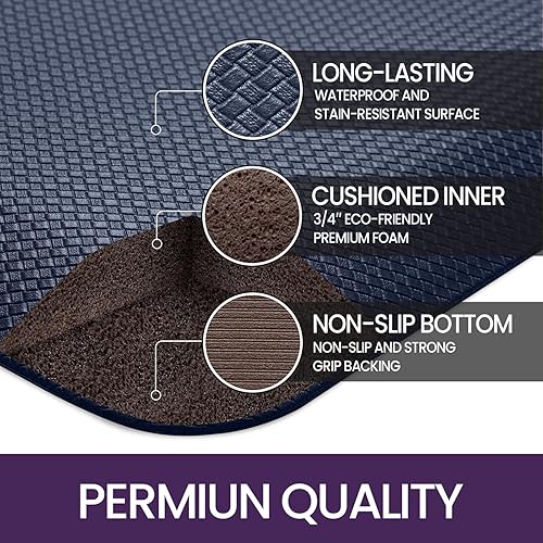 Miniatura 6 de DEXI Tapete de cocina acolchado antifatiga, 34 pulgadas de grosor, resistente al agua, tapete antideslizante y cómodo para cocina, escritorio,