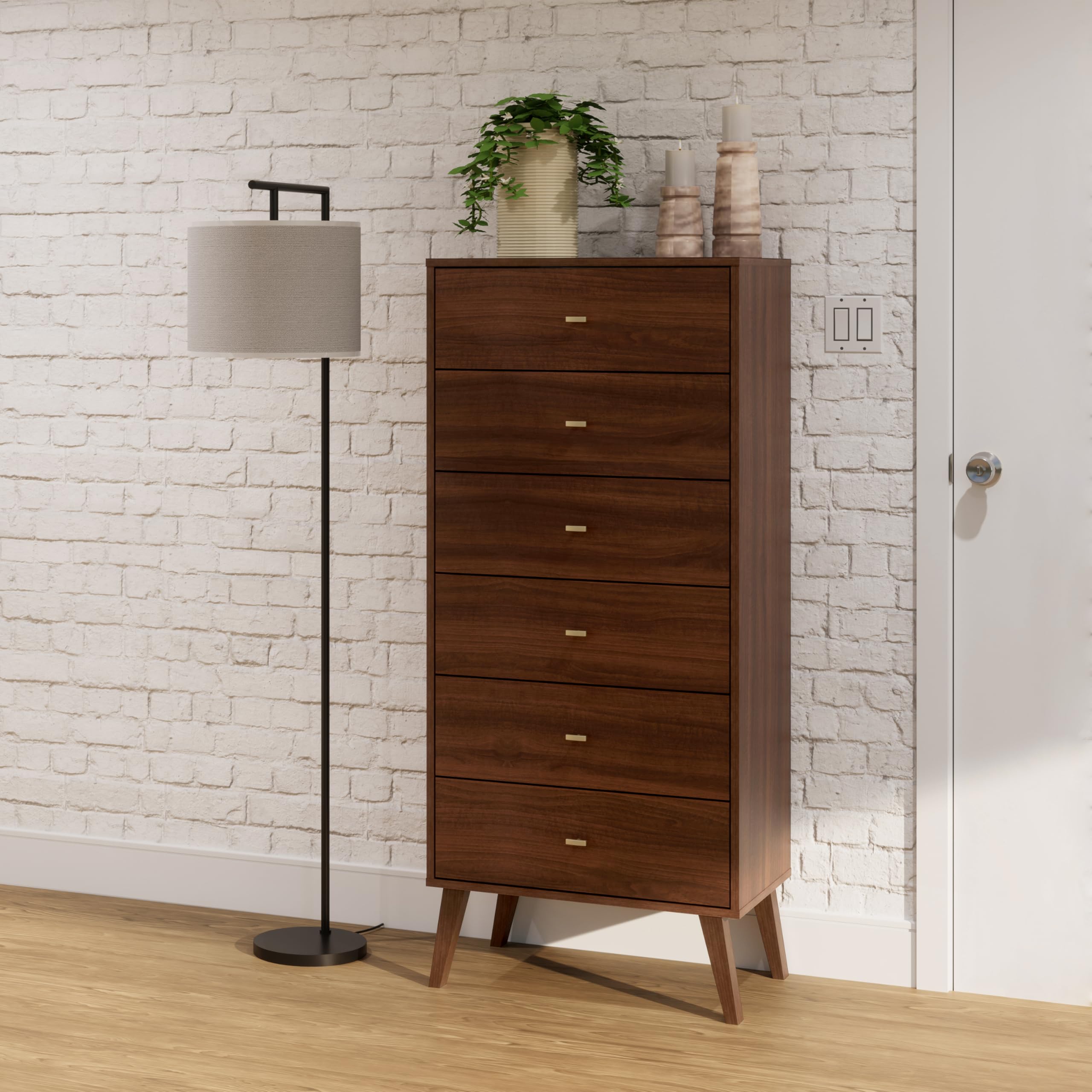 prepac milo mid century modern 6 drawer double dresser Tall 6-Drawer Chest, Cherry Home Style:With Beading Black Maxi Dress Fit have piece of bedroom incoming restock