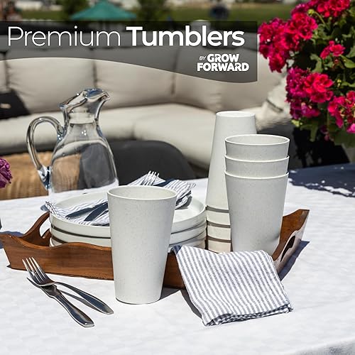 Miniatura 6 de Grow Forward Vasos de paja de trigo prémium  Vasos de plástico duro irrompibles sin BPA de 20 onzas  Vasos de plástico ligero reutilizables para