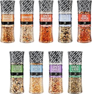 Soeos Spice Seasoning Set of 9 Individual Spice Grinder, Pure and Fresh BBQ Seasoning, Perfect for Seasoning Gift Set, Grilling Spice, Pepper Grinder.