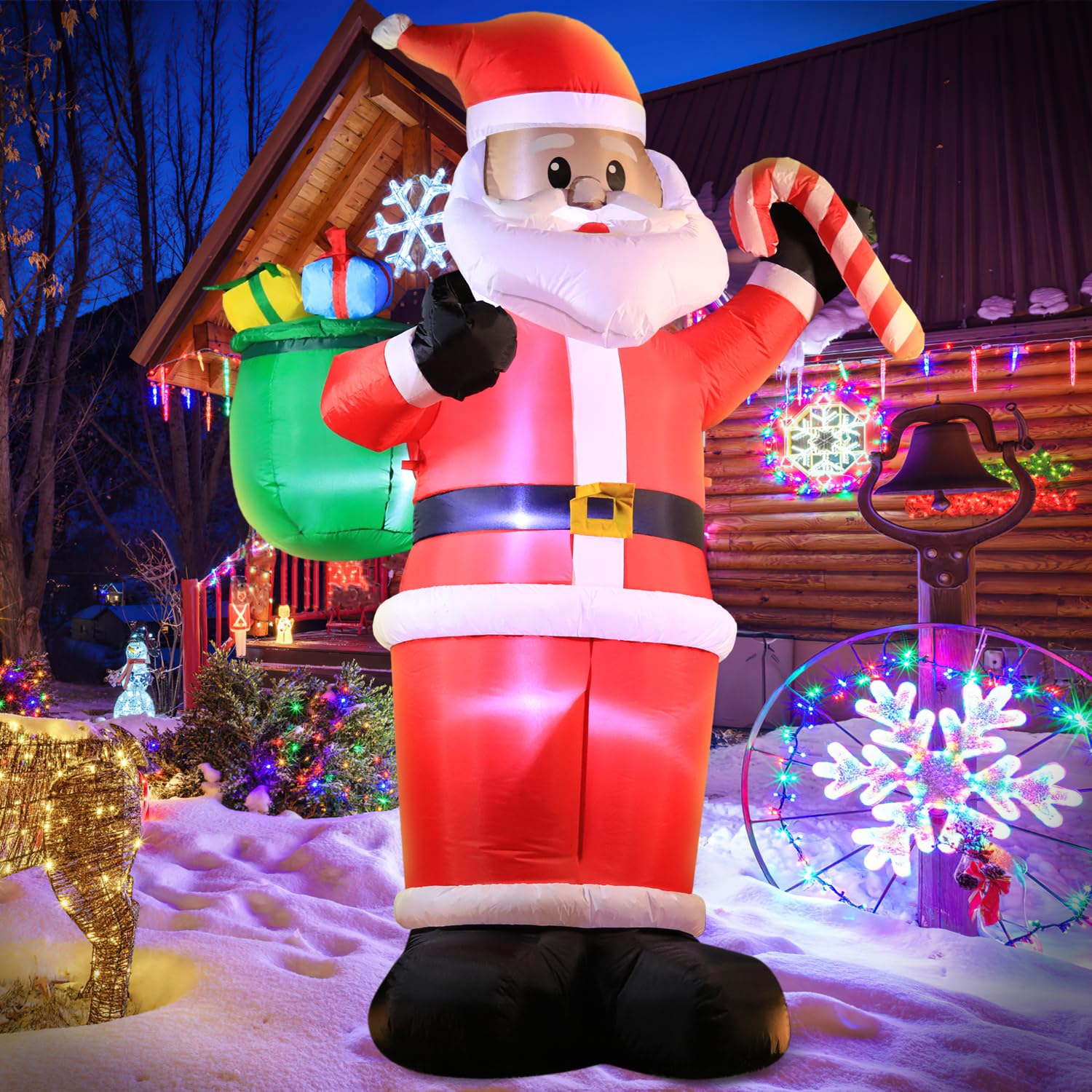 Snapklik.com : DomKom 8FT Christmas Inflatables Black Santa Claus