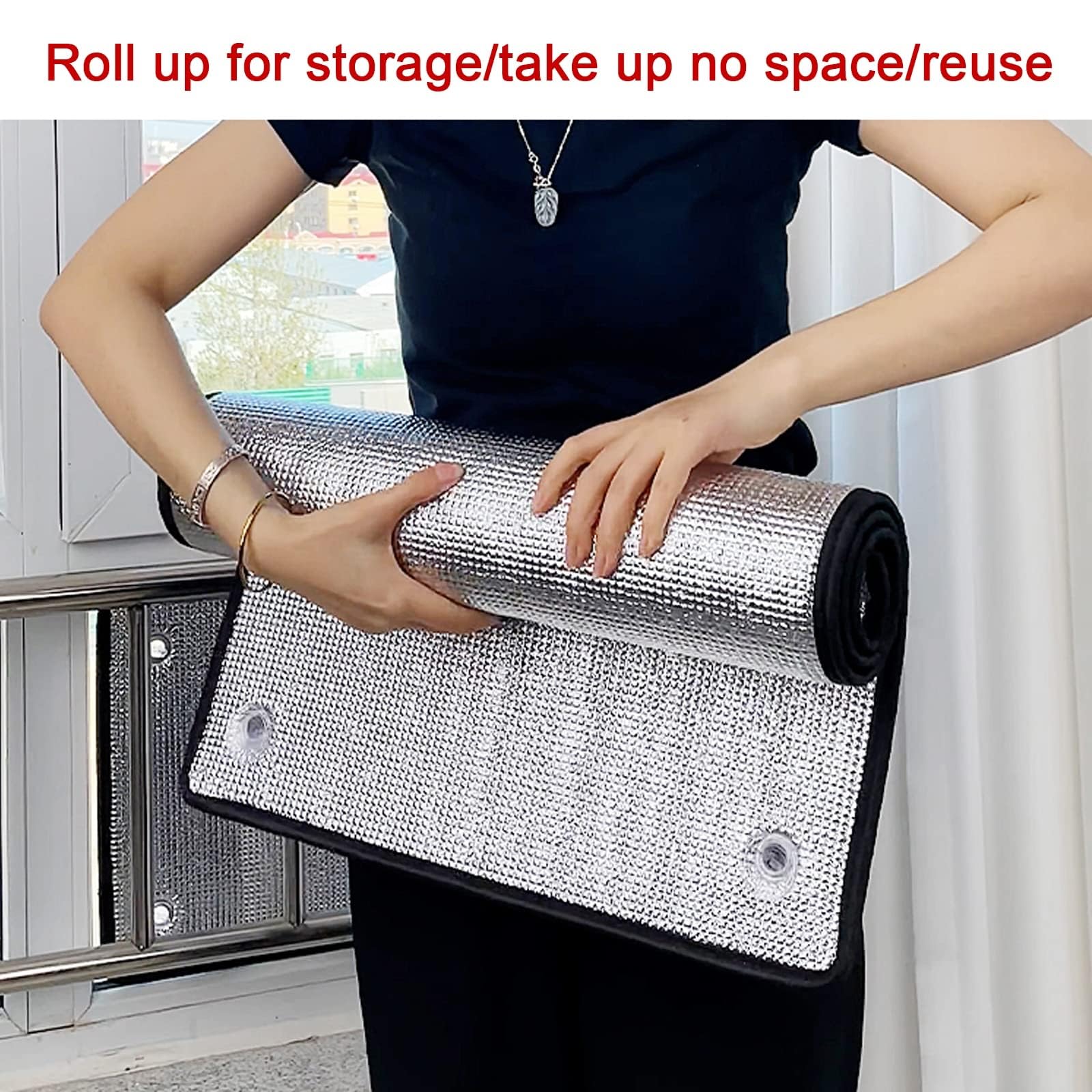Pellicola for Finestre Oscurante Totale Pellicola Riflettente Anti-Calore con Ventosa Pellicola Isolante Raffreddamento in Alluminio for Ufficio Bagno,30/40/50/60/70/80/90/100cm(40x100cm/16"x39")