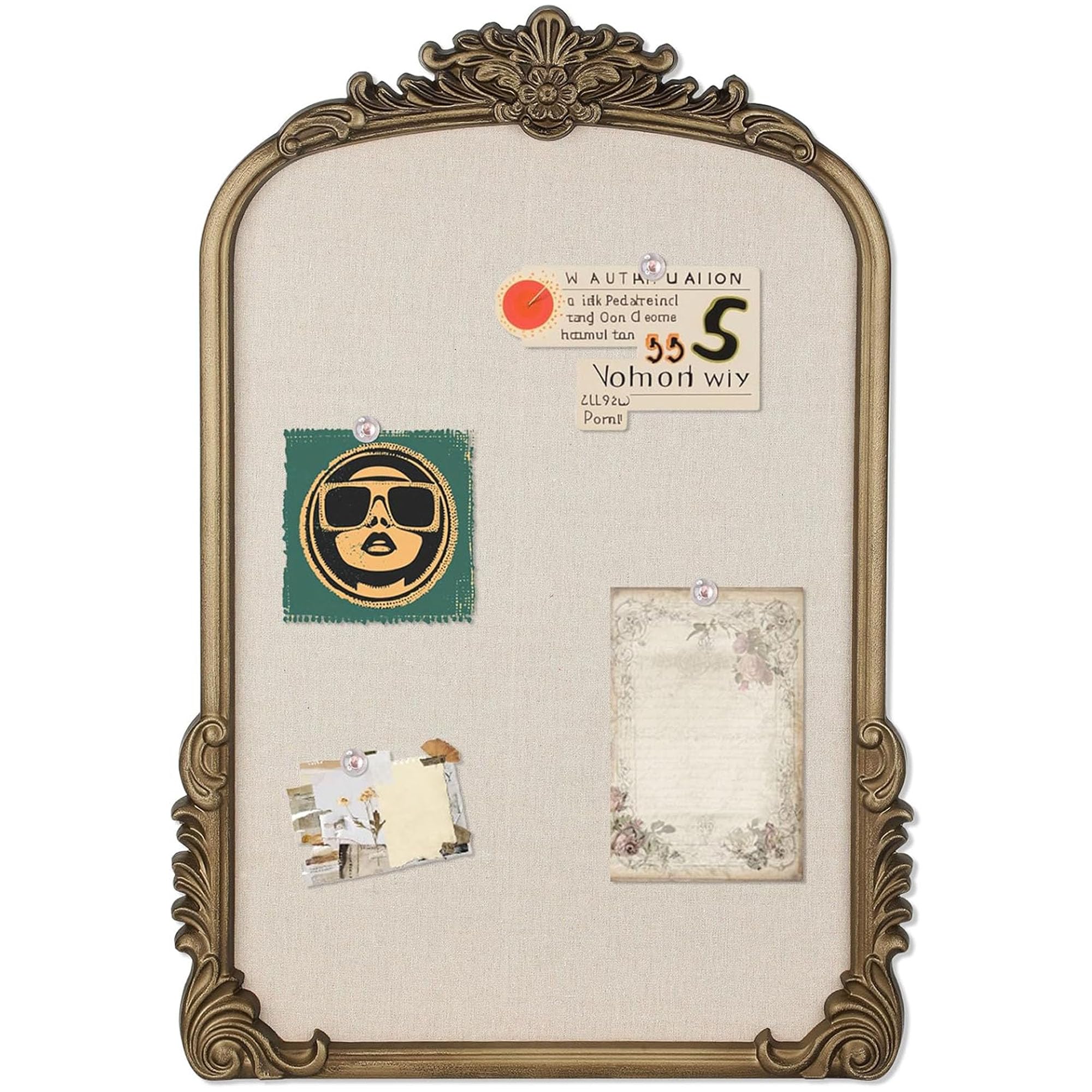 Pinnwand aus Stoff, 48,3 x 68,6 cm, Vintage-Pinnwand mit goldenem Rahmen, kunstvolle große Pinnwand für Wanddekoration, Heimbüro, Klassenzimmer, Studio, Schlafzimmer zum Präsentieren von Fotos