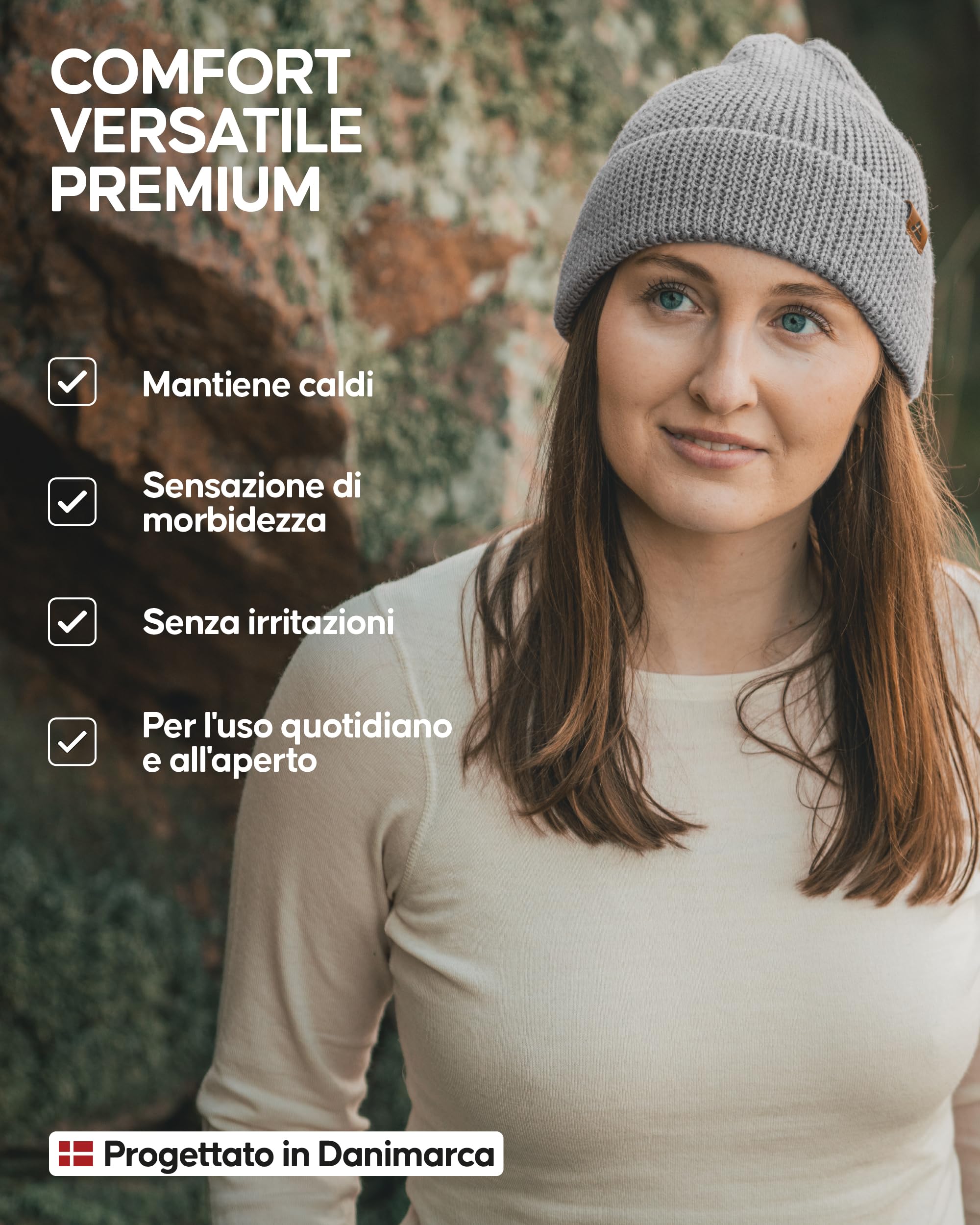 DANISH ENDURANCE Cappello Lana Merino, Berretto Beanie in Maglia Termica, da Uomo e Donna