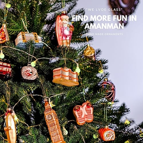 Miniatura 7 de Juego de 3 adornos de sushi de vidrio soplado a mano, salmón, caviar y rollo de nori, bonitos adornos de comida para árbol de Navidad, adornos de